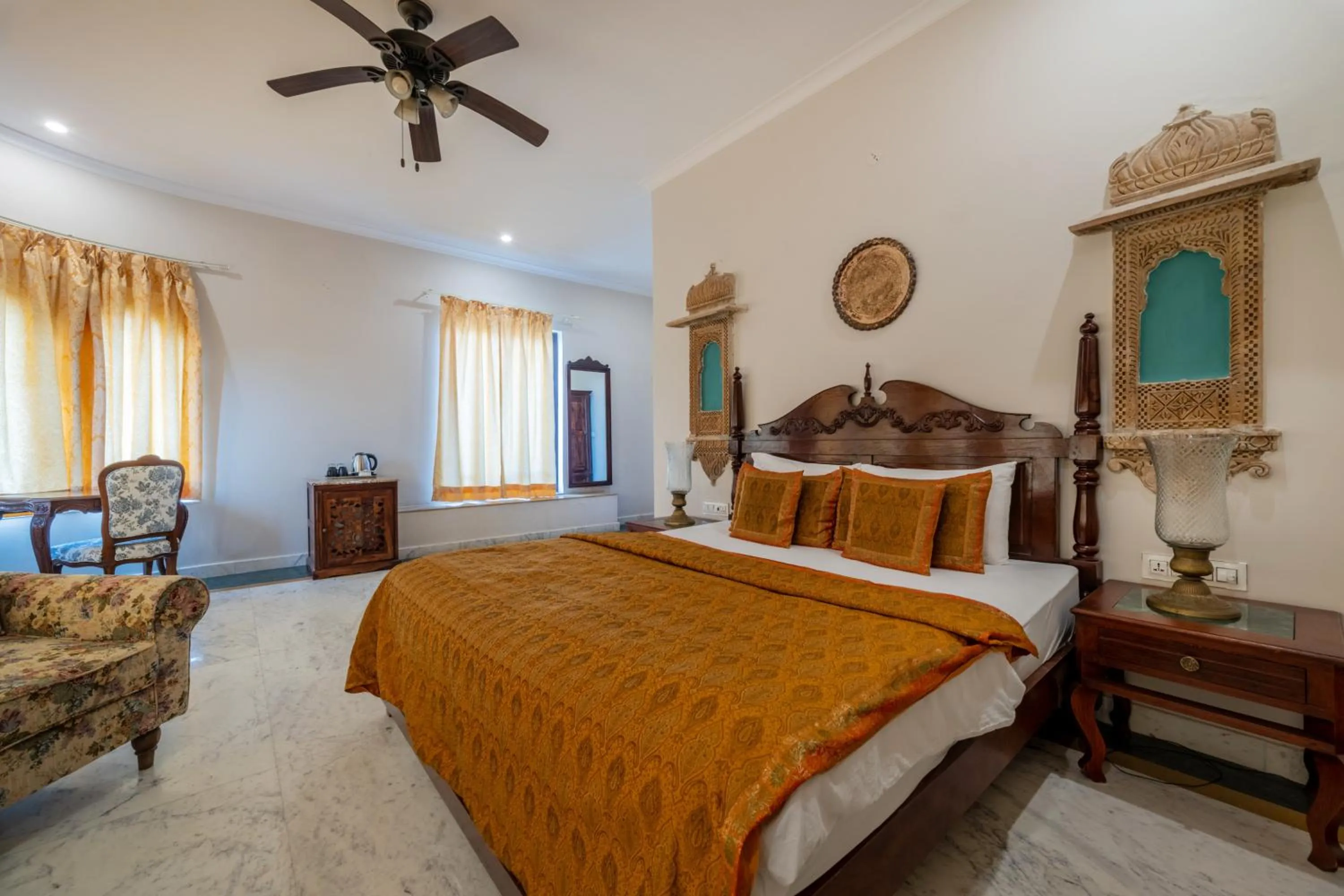 Bed in Rajasthan Palace - A Heritage Boutique Hotel in Jaipur