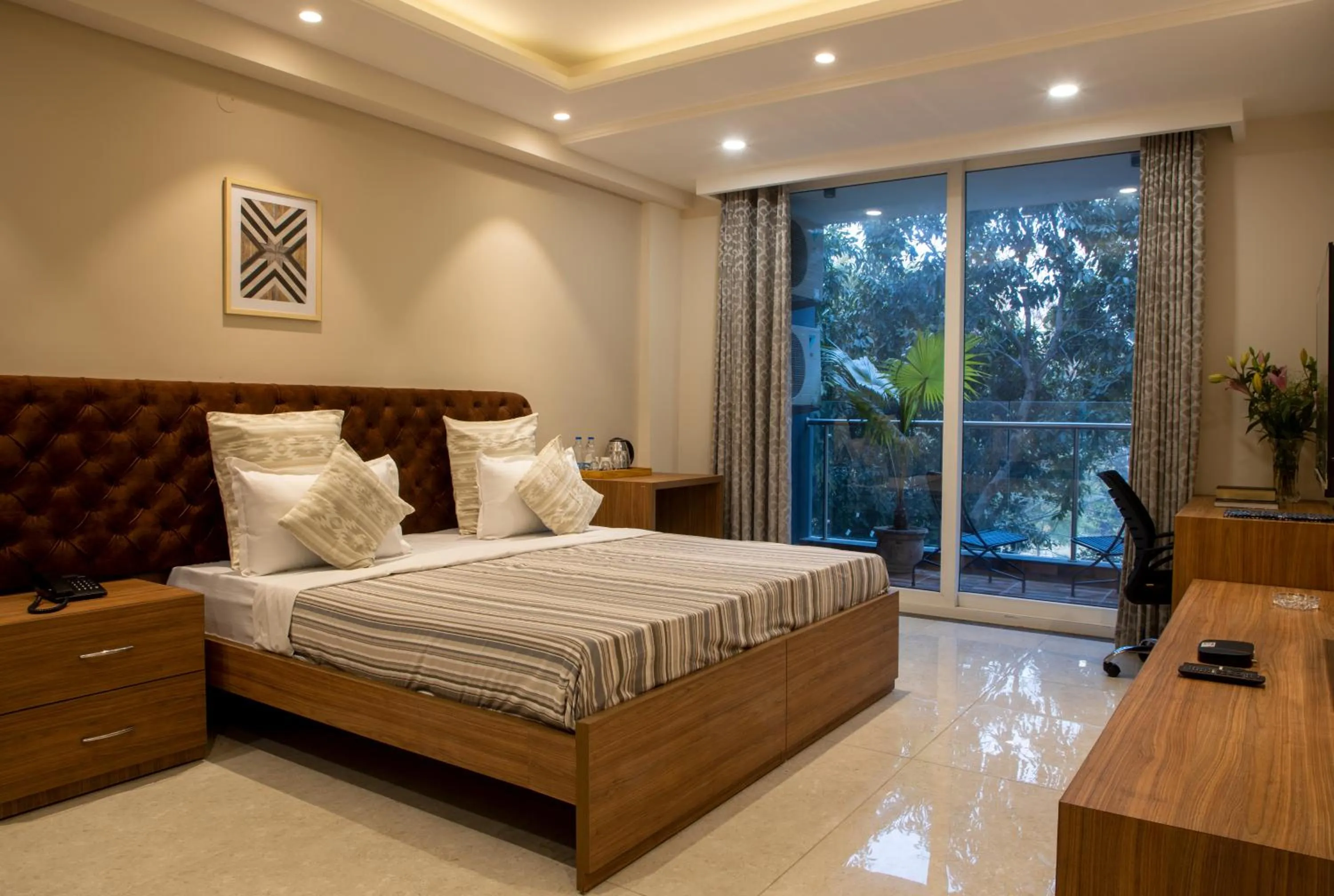 Photo of the whole room, Bed in Perch Service Apartment-MG Road