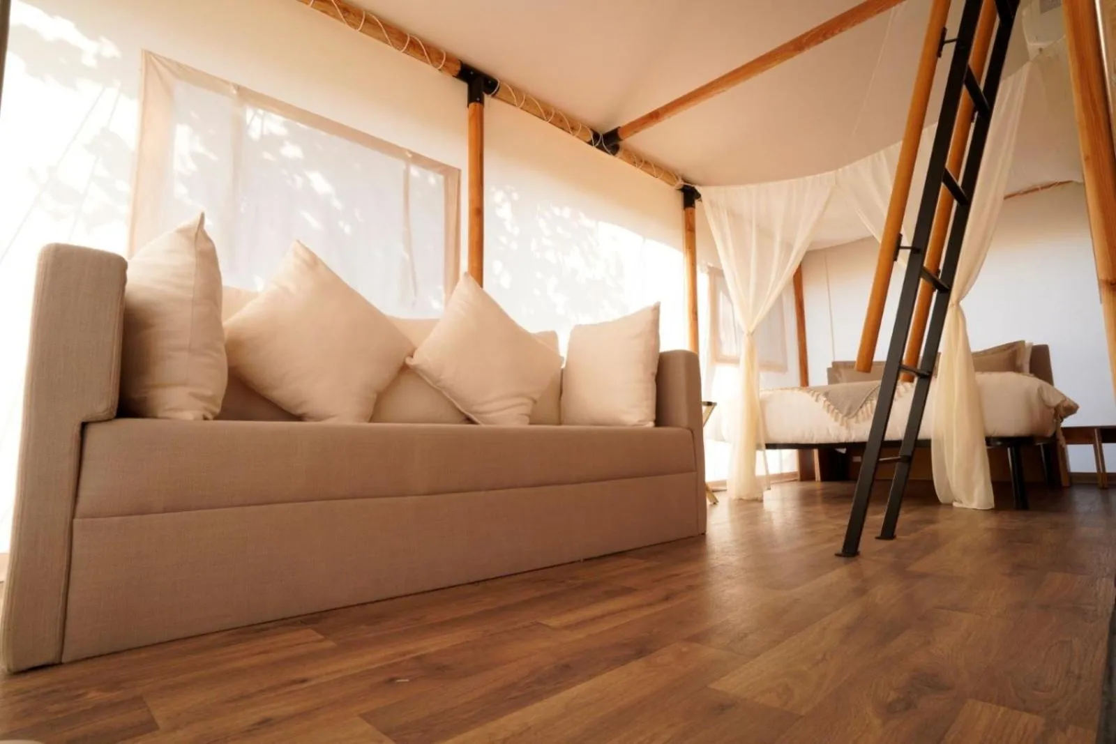 Seating area in Bab Al Nojoum Hudayriyat Camp