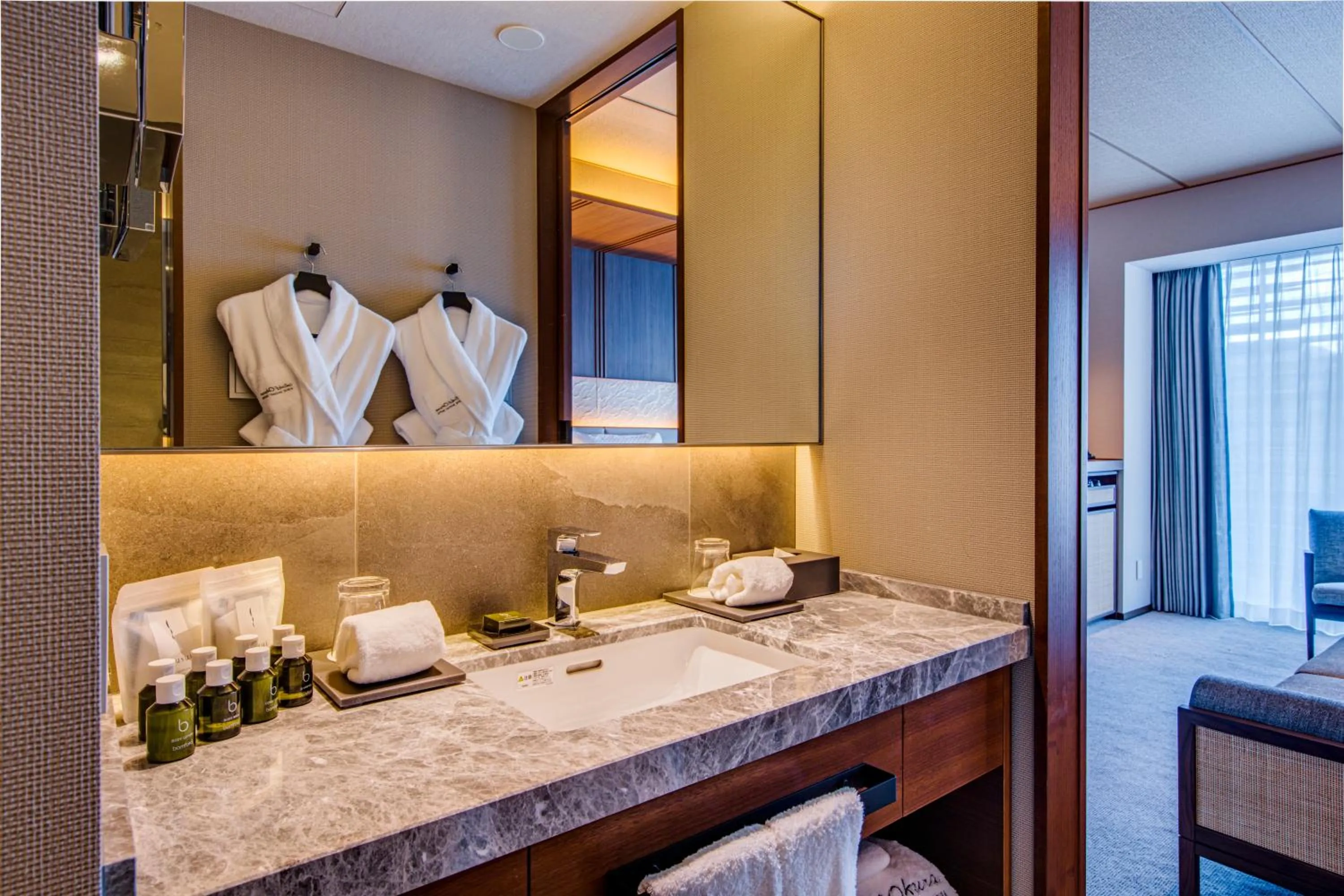 Bathroom, Bed in Hotel Okura Kyoto Okazaki Bettei