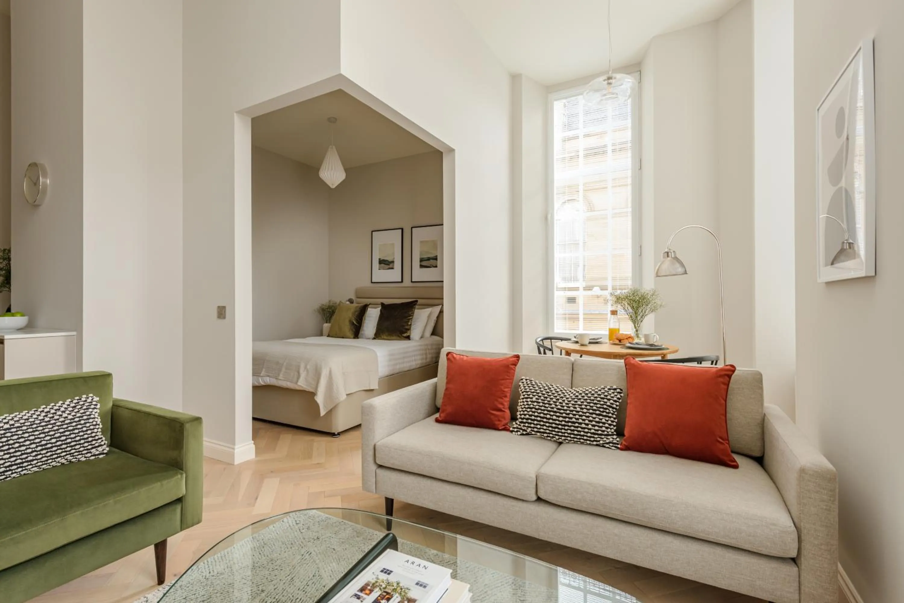 Living room, Bed in Museum Apartments