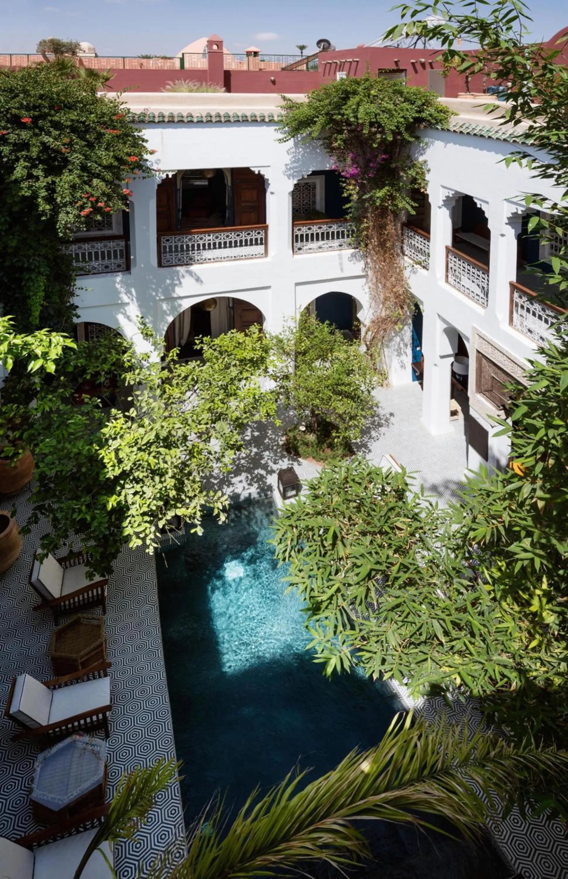 Pool view in Riad Les Yeux Bleus