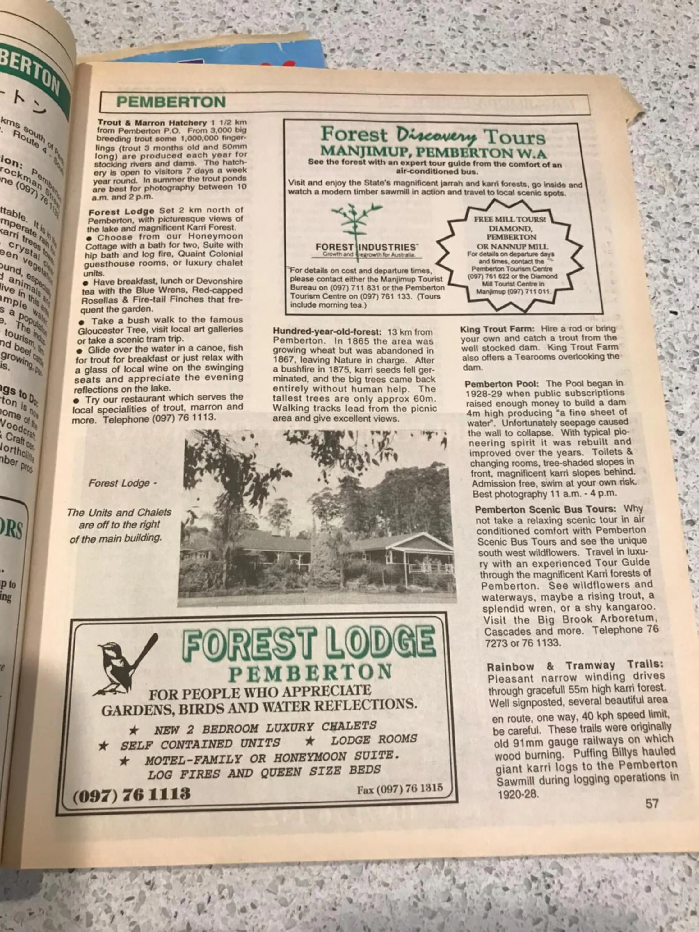 Text overlay in Forest Lodge Resort