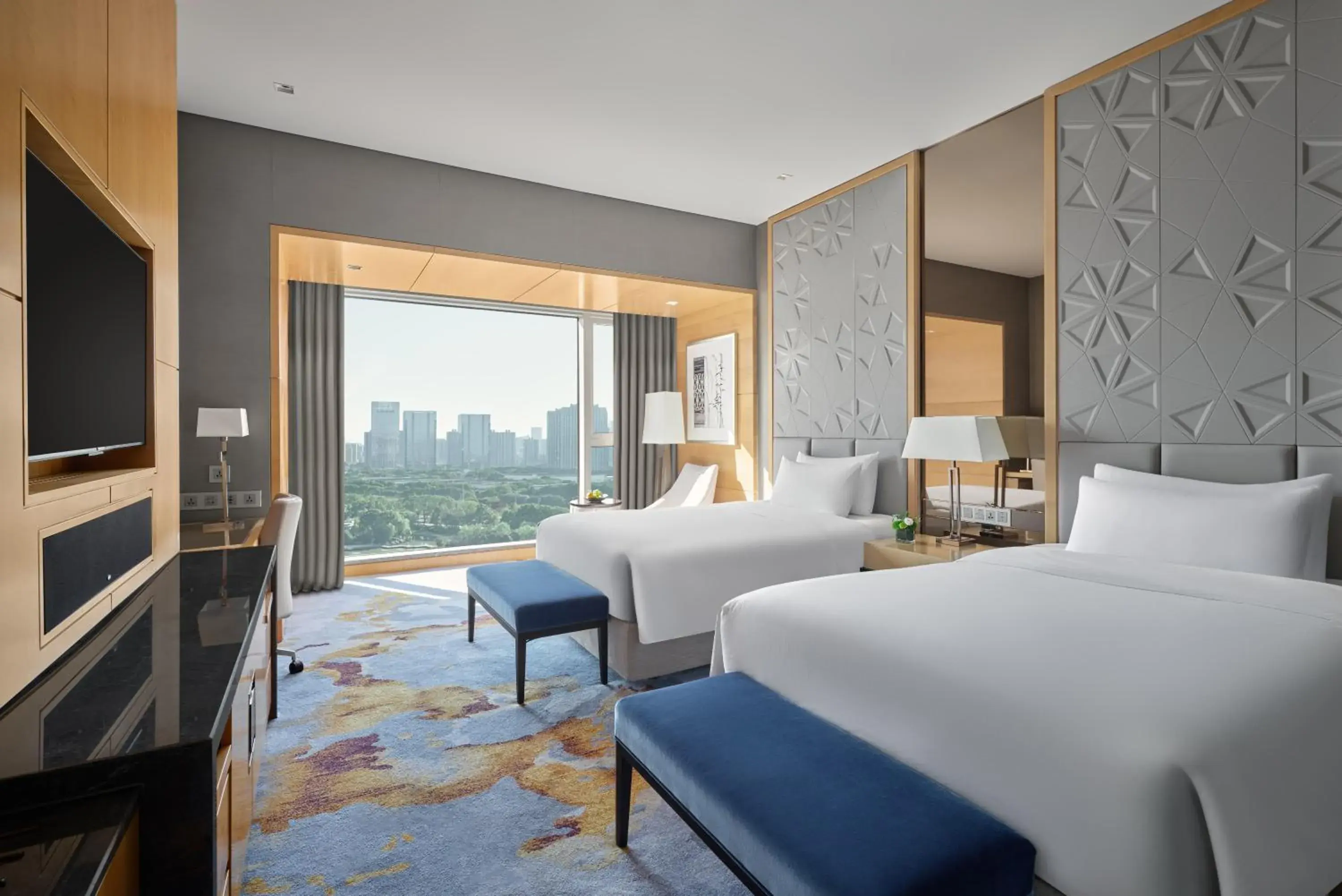 Premium Double Room with Two Double Beds and River View in The Azure Ningbo, Vignette Collection Premium Double Room with Two Double Beds and River View in The Azure Ningbo, Vignette Collection