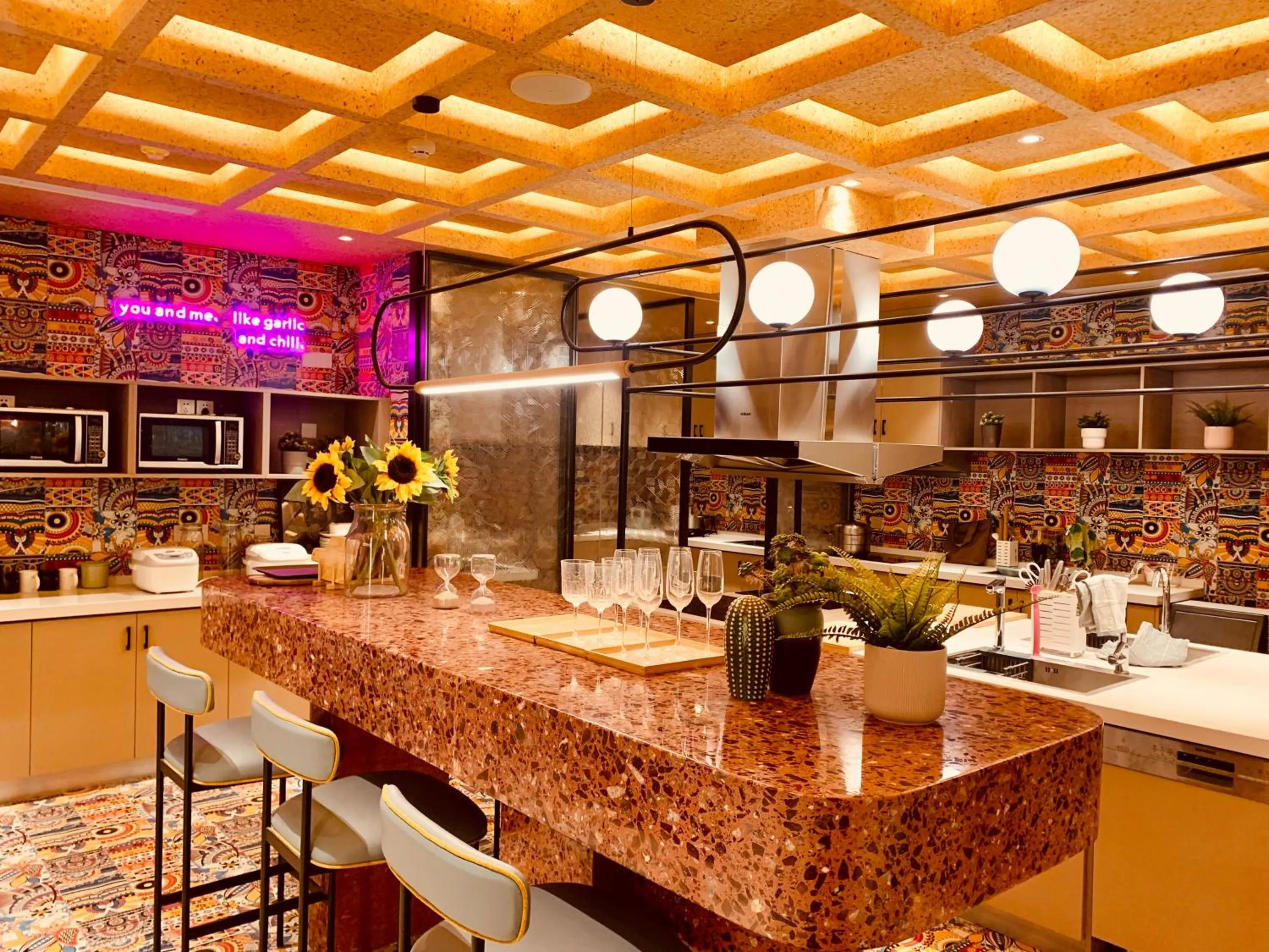 Communal kitchen in lyf Dayanta Xi'an by the Ascott Limited free gym & free park & free laundry room