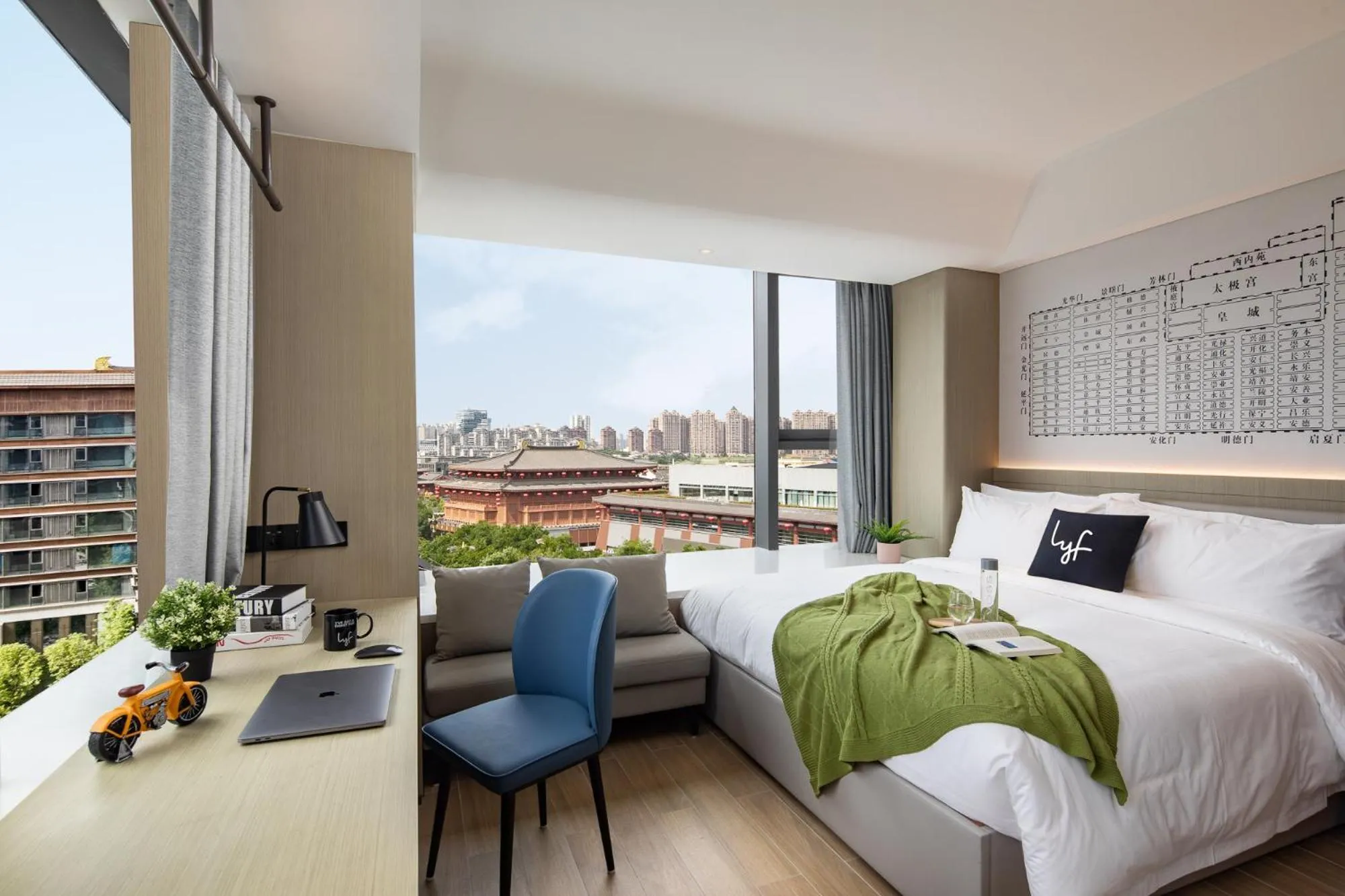 View (from property/room), Bed in lyf Dayanta Xi'an by the Ascott Limited free gym & free park & free laundry room