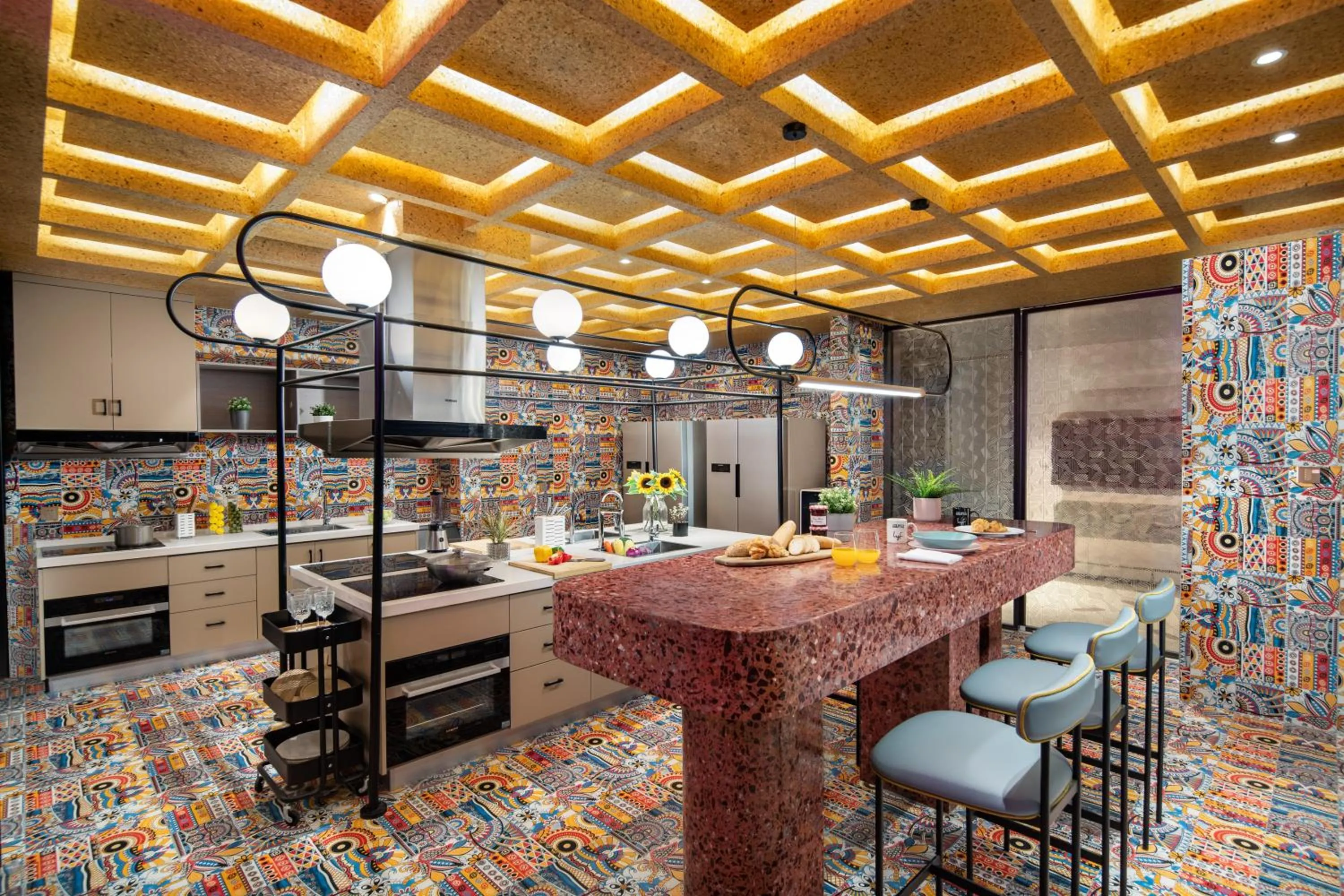 Communal kitchen in lyf Dayanta Xi'an by the Ascott Limited free gym & free park & free laundry room