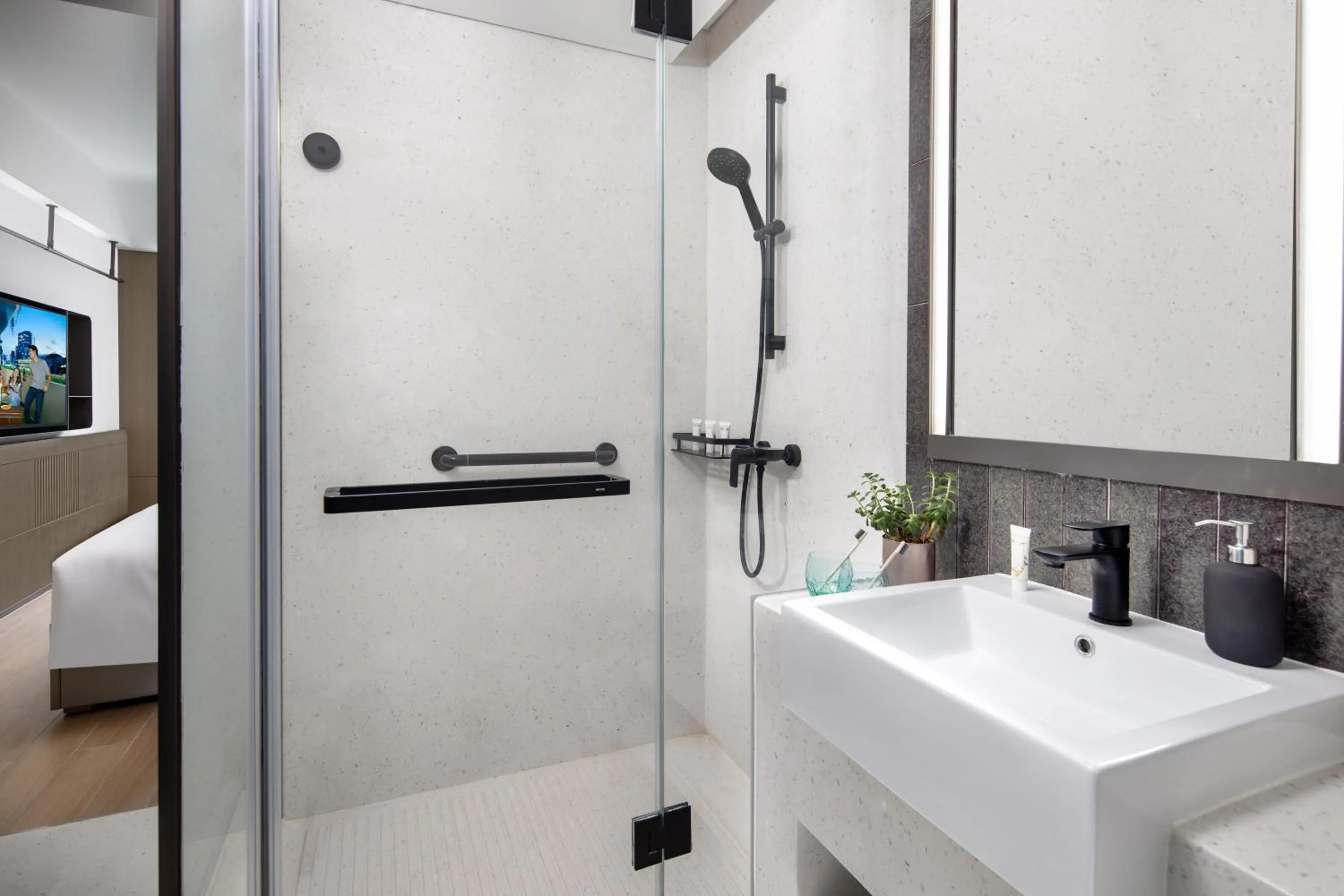 Bathroom in lyf Dayanta Xi'an by the Ascott Limited free gym & free park & free laundry room