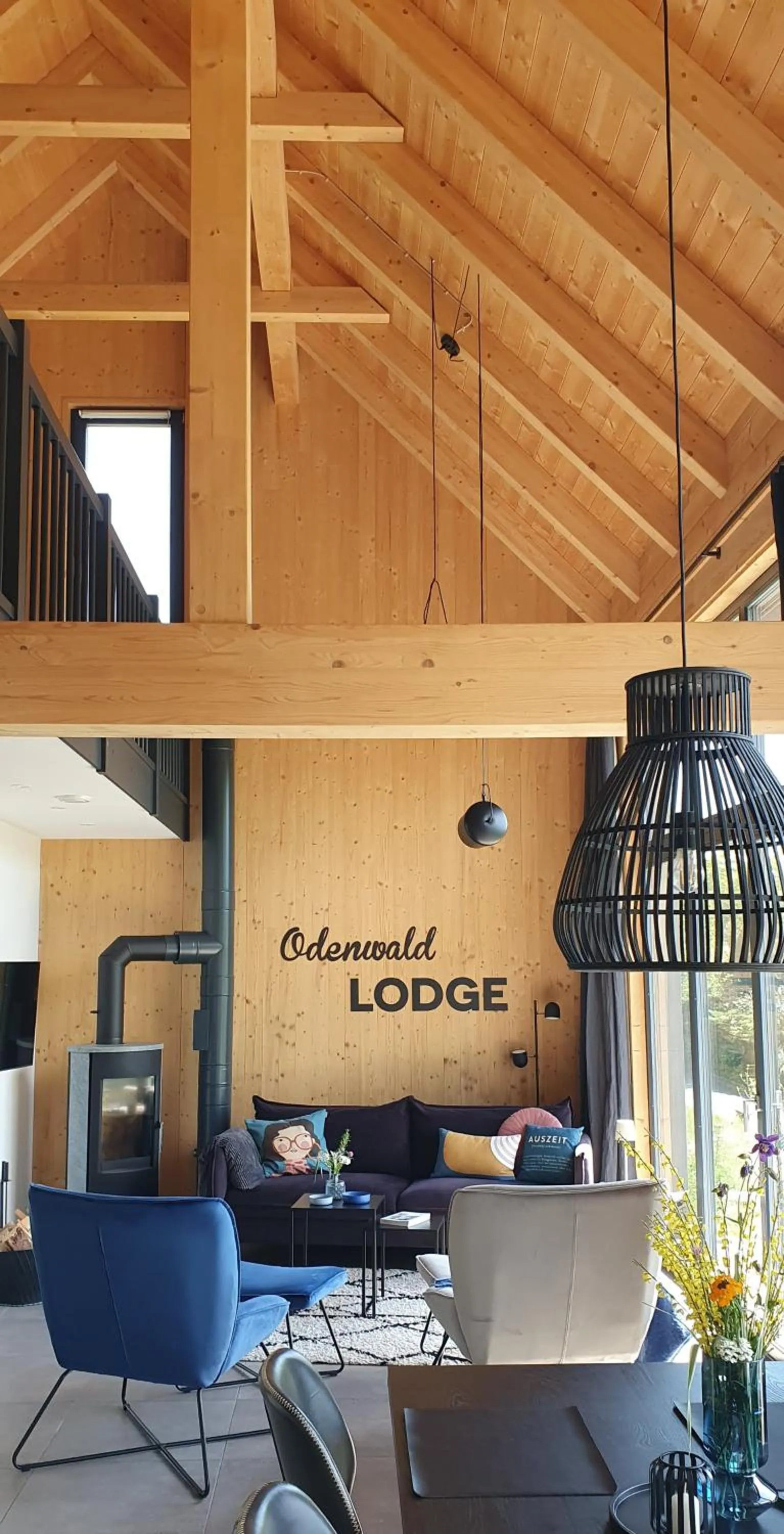 Living room in Odenwald-Lodge mit Infrarotsauna und E-Ladestation "Haus Purpur"