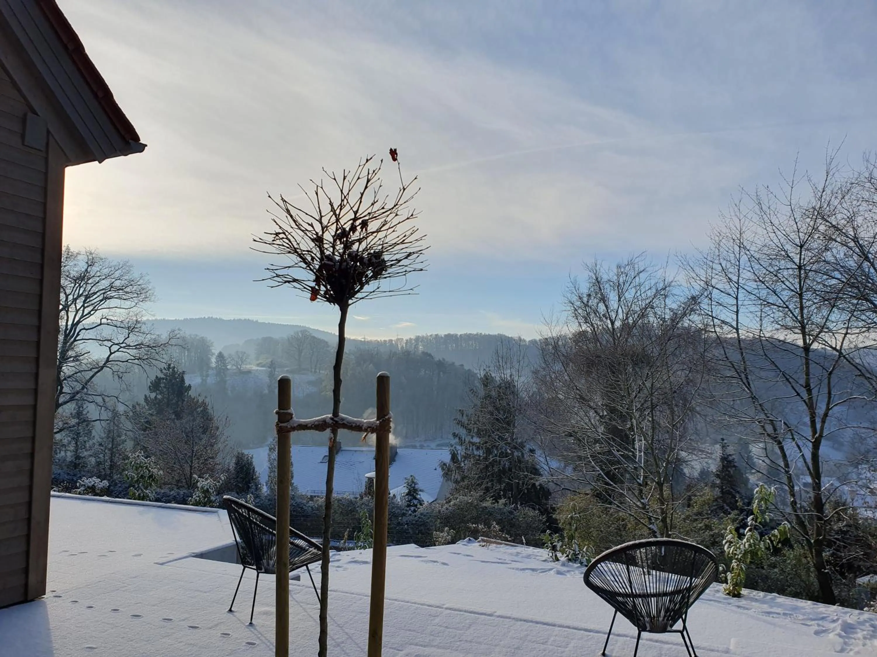 Winter in Odenwald-Lodge mit Infrarotsauna und E-Ladestation "Haus Purpur"
