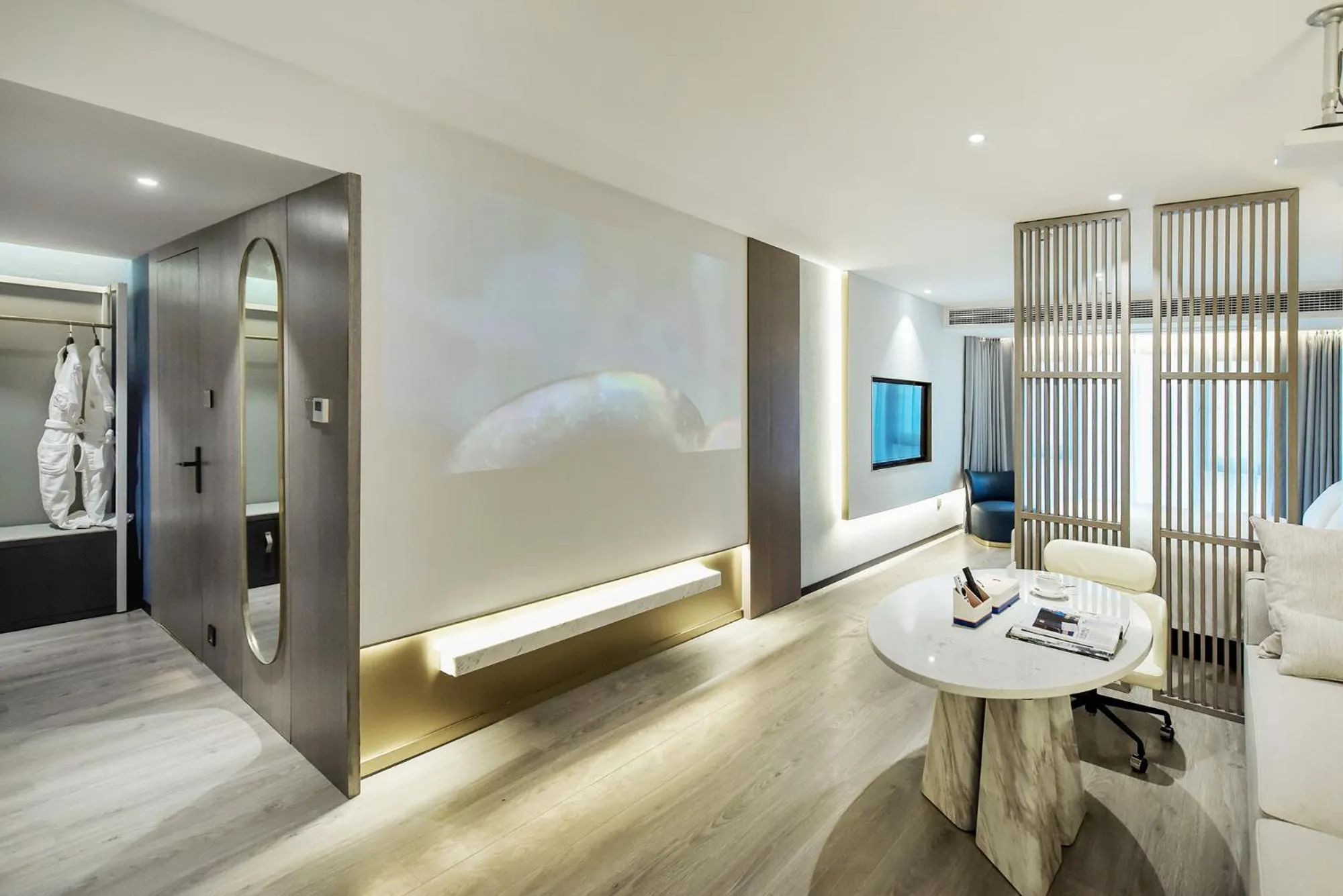 Living room in Kuanrong Suites Hotel Liangjiang love sea shopping park