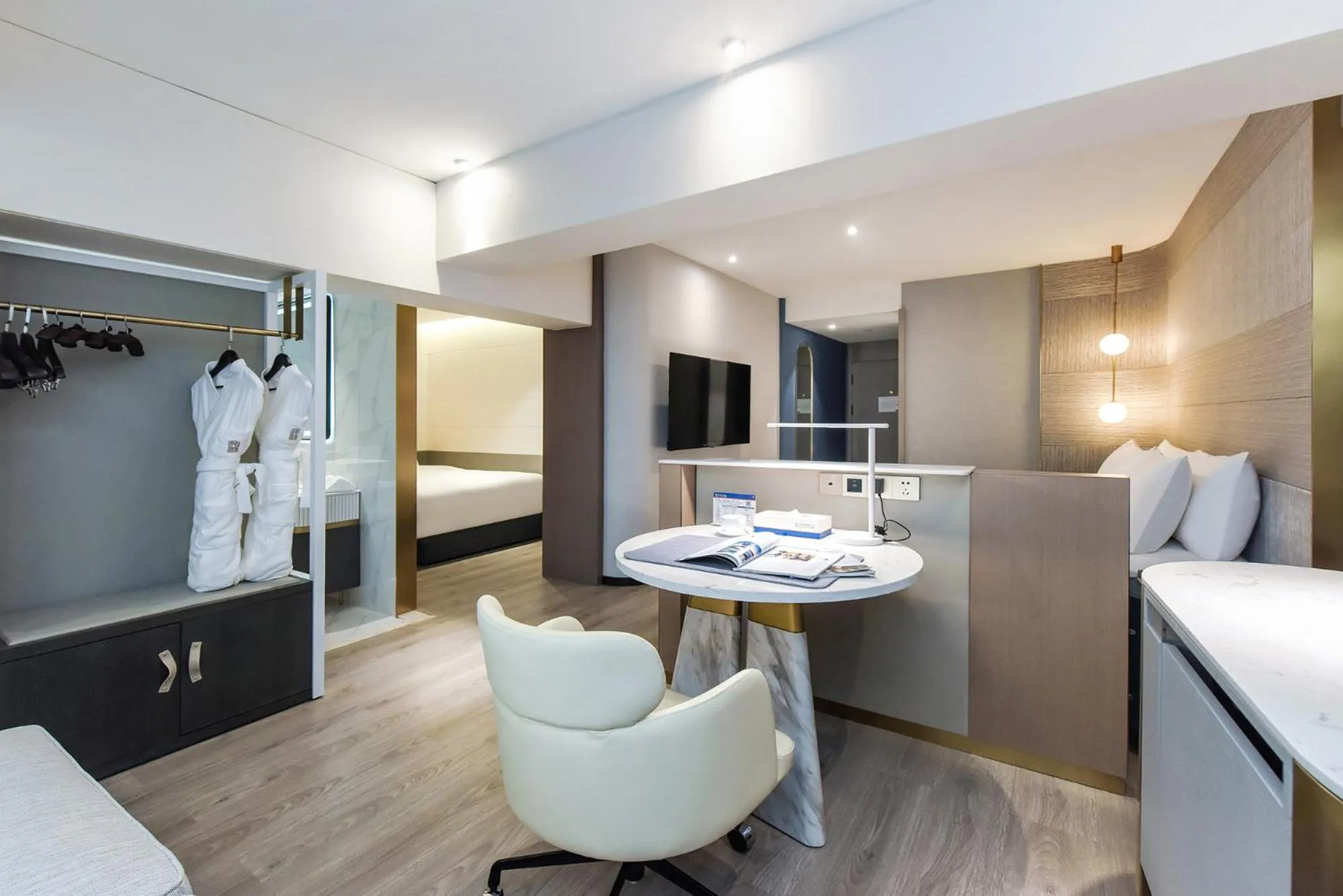 Living room in Kuanrong Suites Hotel Liangjiang love sea shopping park