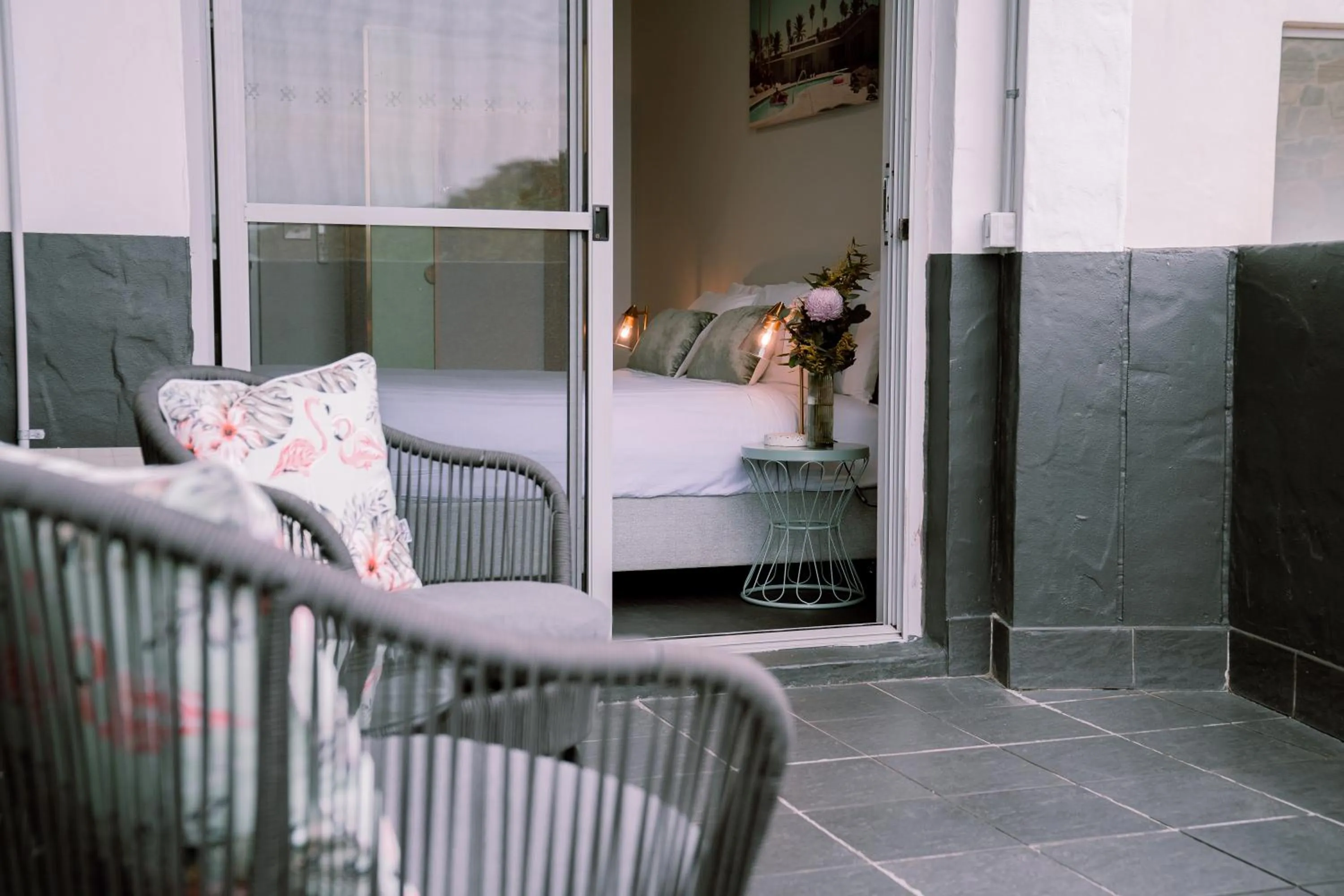 Balcony/Terrace, Bed in Vali by Village