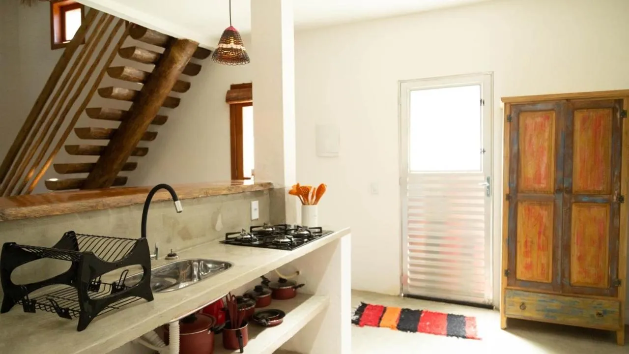 Kitchen or kitchenette in Pousada Vila Mangaba