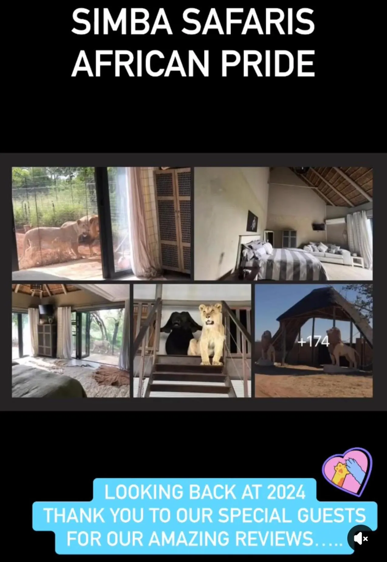 Text overlay in Simba Safaris African Pride Exotic Lodge