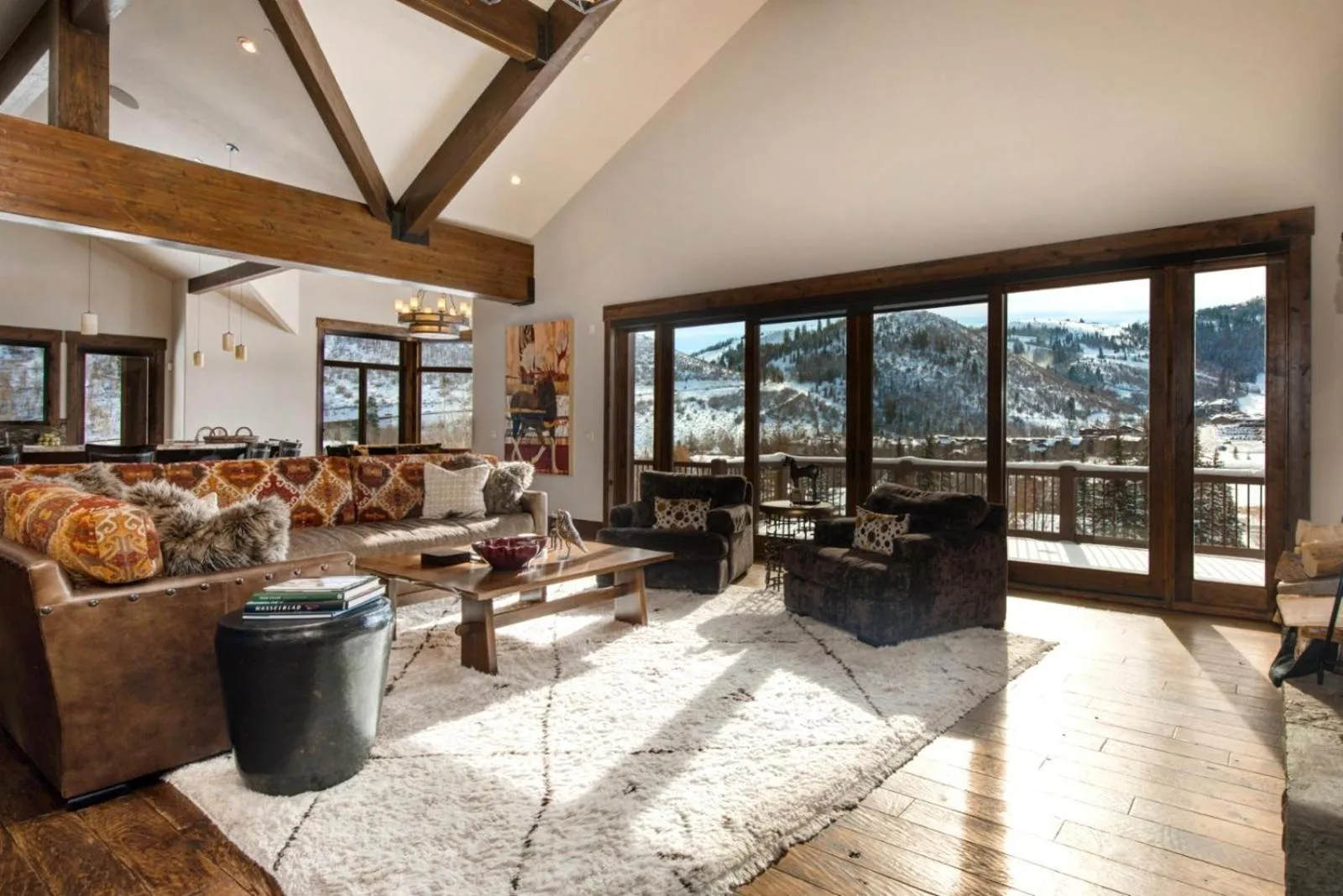 Living room in KBM Resorts Elegant Deer Valley Private Home Breathtaking views Elevator Gourmet Kitchen Hot Tub Gym PSD-2071