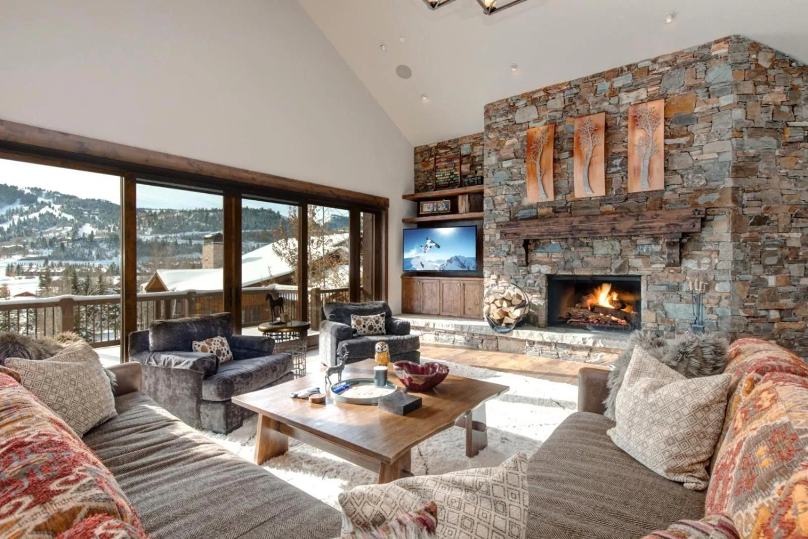 Living room in KBM Resorts Elegant Deer Valley Private Home Breathtaking views Elevator Gourmet Kitchen Hot Tub Gym PSD-2071