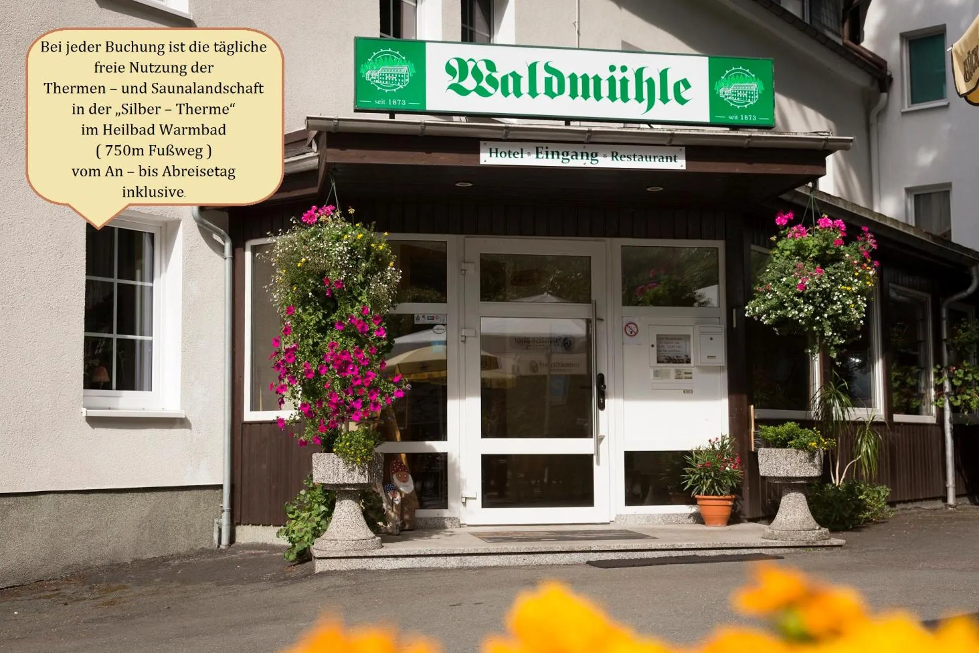 Facade/entrance in Hotel Waldmühle