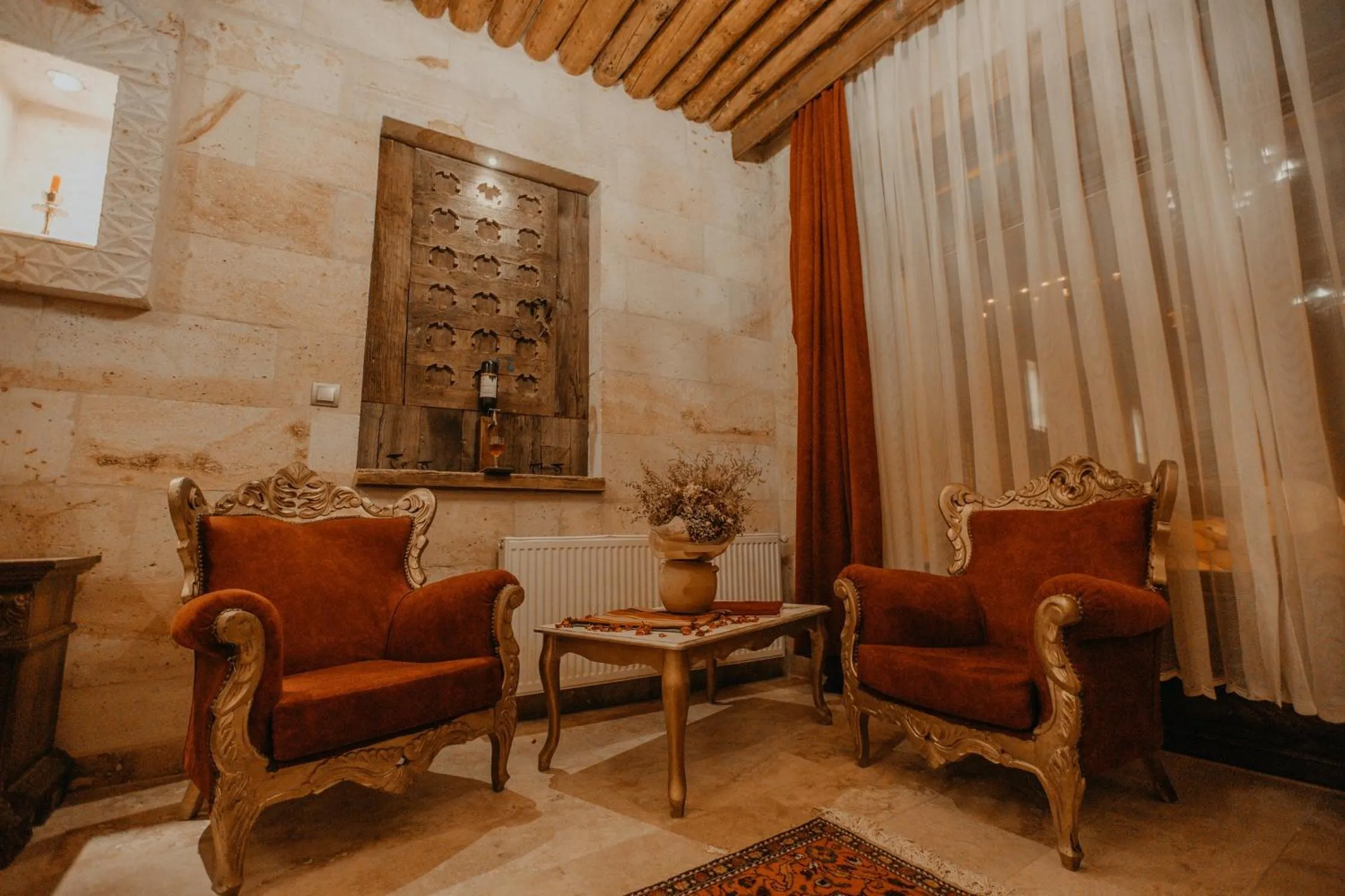 Seating area in Serenus Cave Suites
