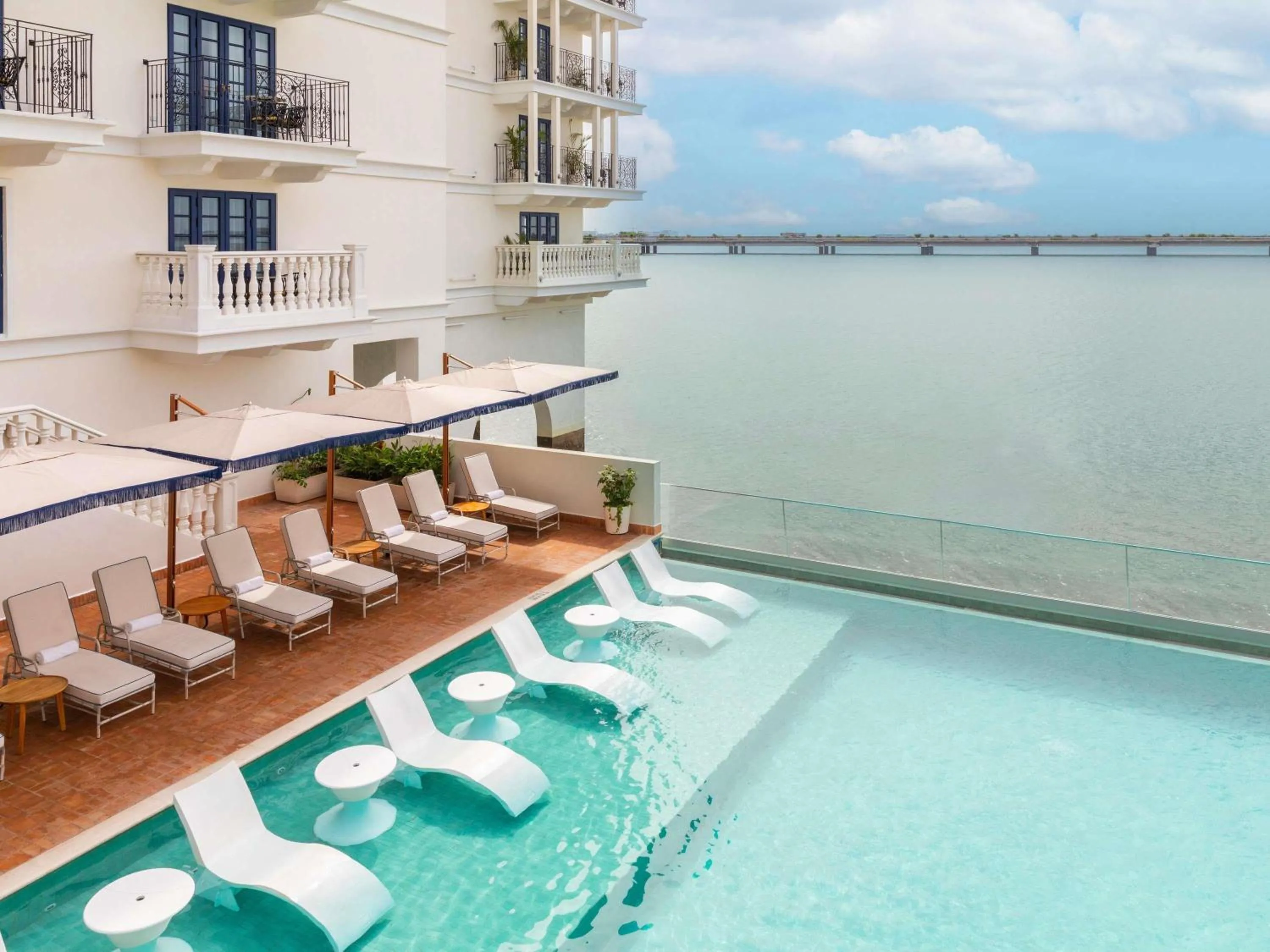 Pool view in Sofitel Legend Casco Viejo, Panama City
