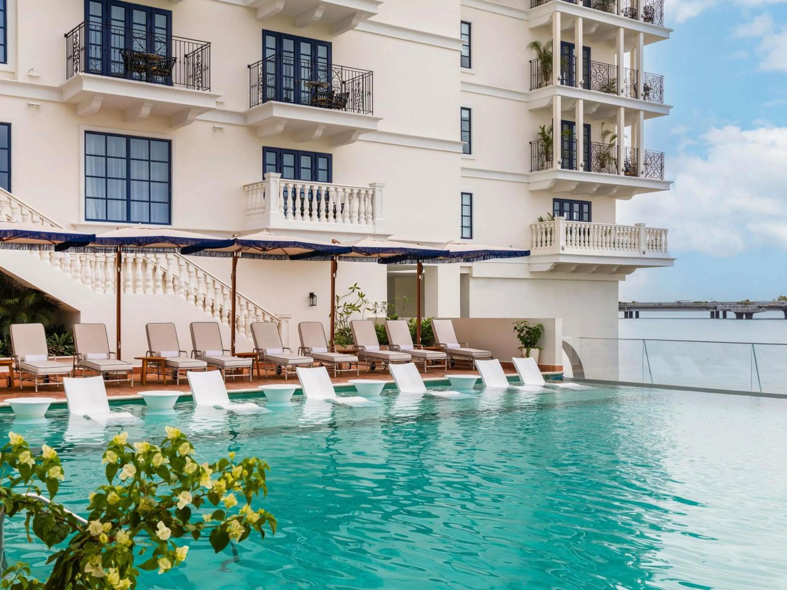 Pool view in Sofitel Legend Casco Viejo, Panama City