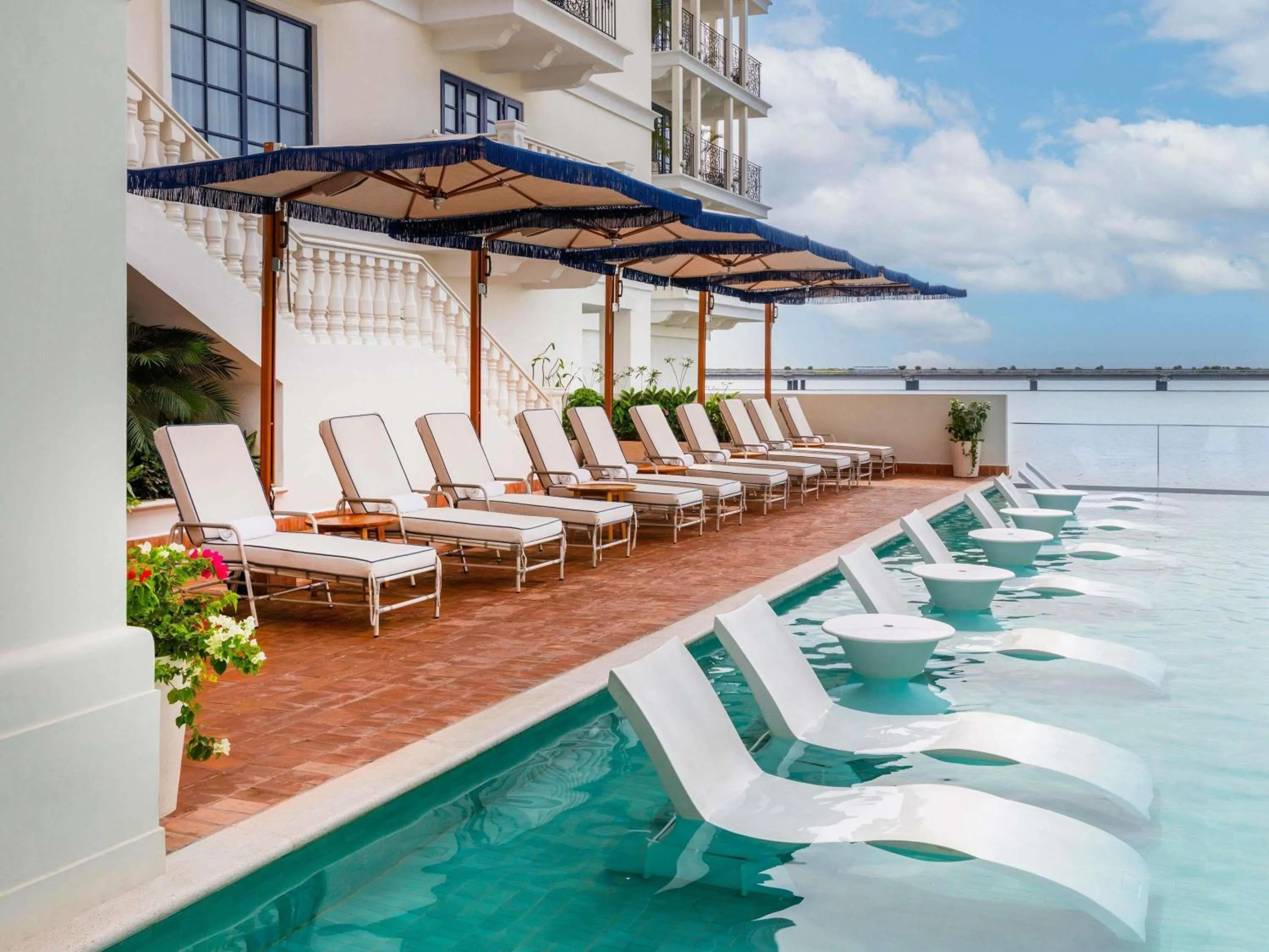 Pool view in Sofitel Legend Casco Viejo, Panama City