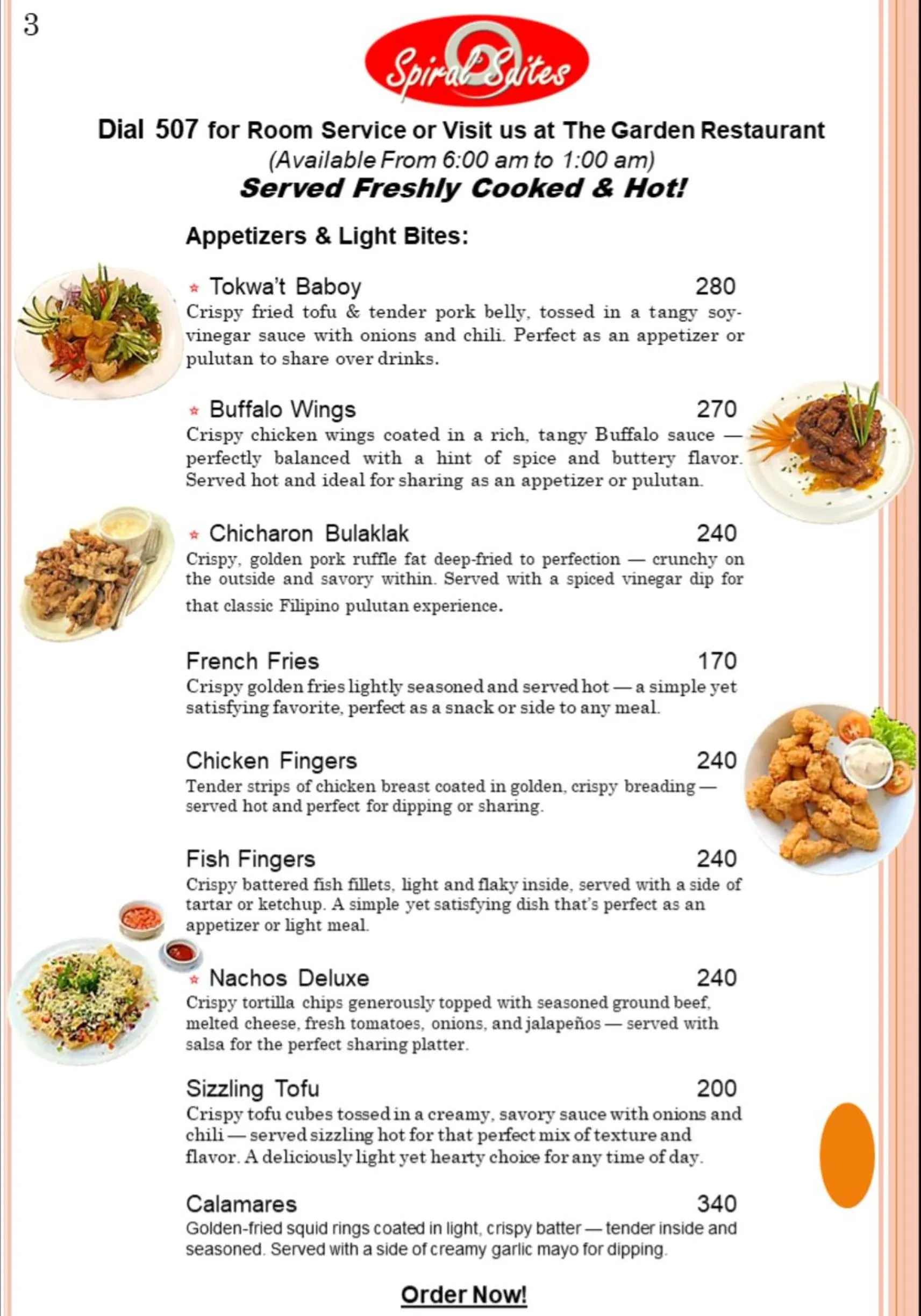 Restaurant/places to eat in Spiral Suites Hotel