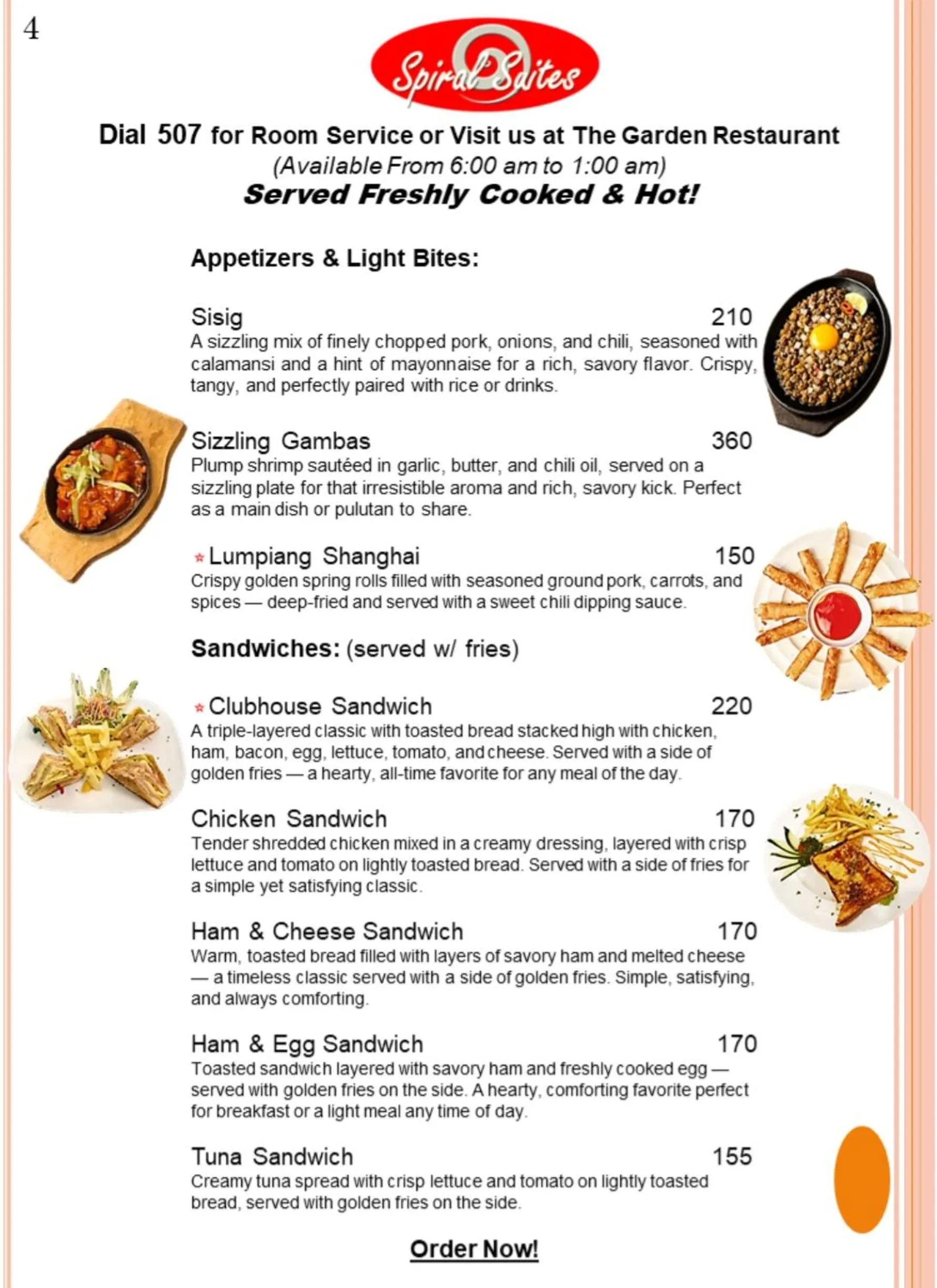 Restaurant/places to eat in Spiral Suites Hotel