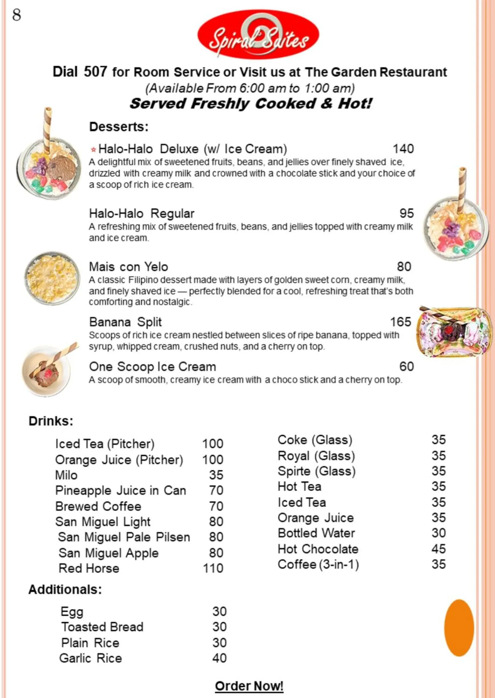 Restaurant/places to eat in Spiral Suites Hotel