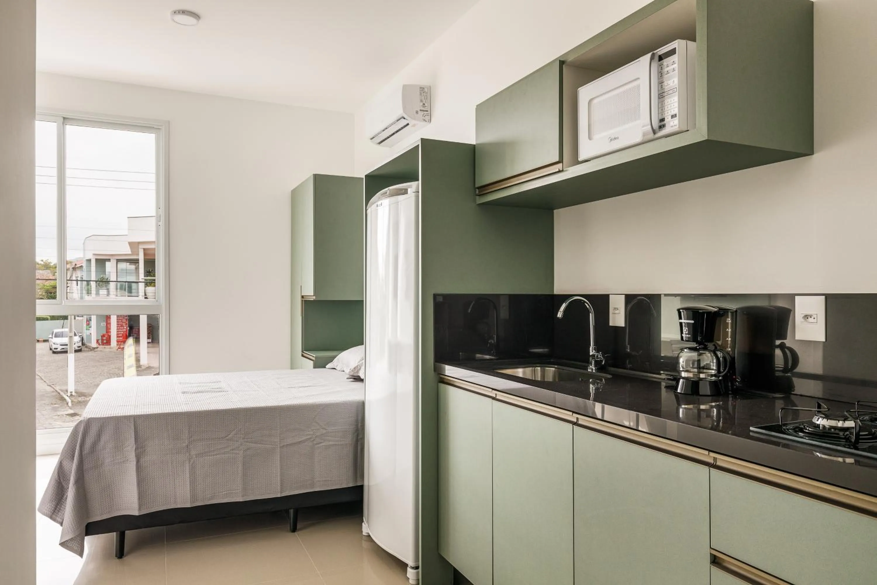 Kitchen or kitchenette, Bed in Parador Campeche