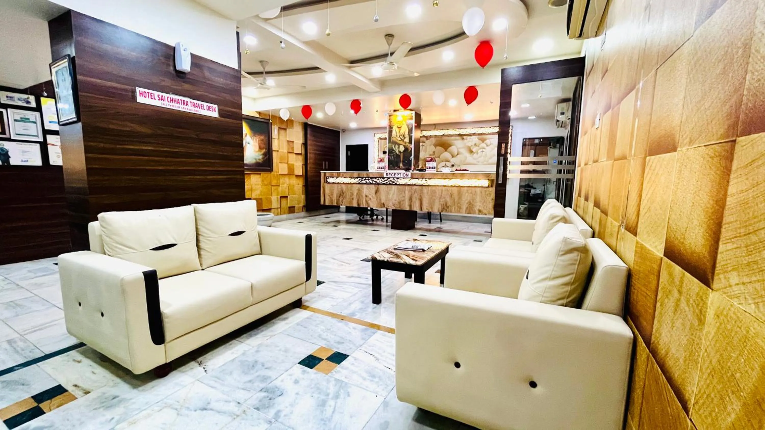 Seating area in Hotel Sai Chhatra