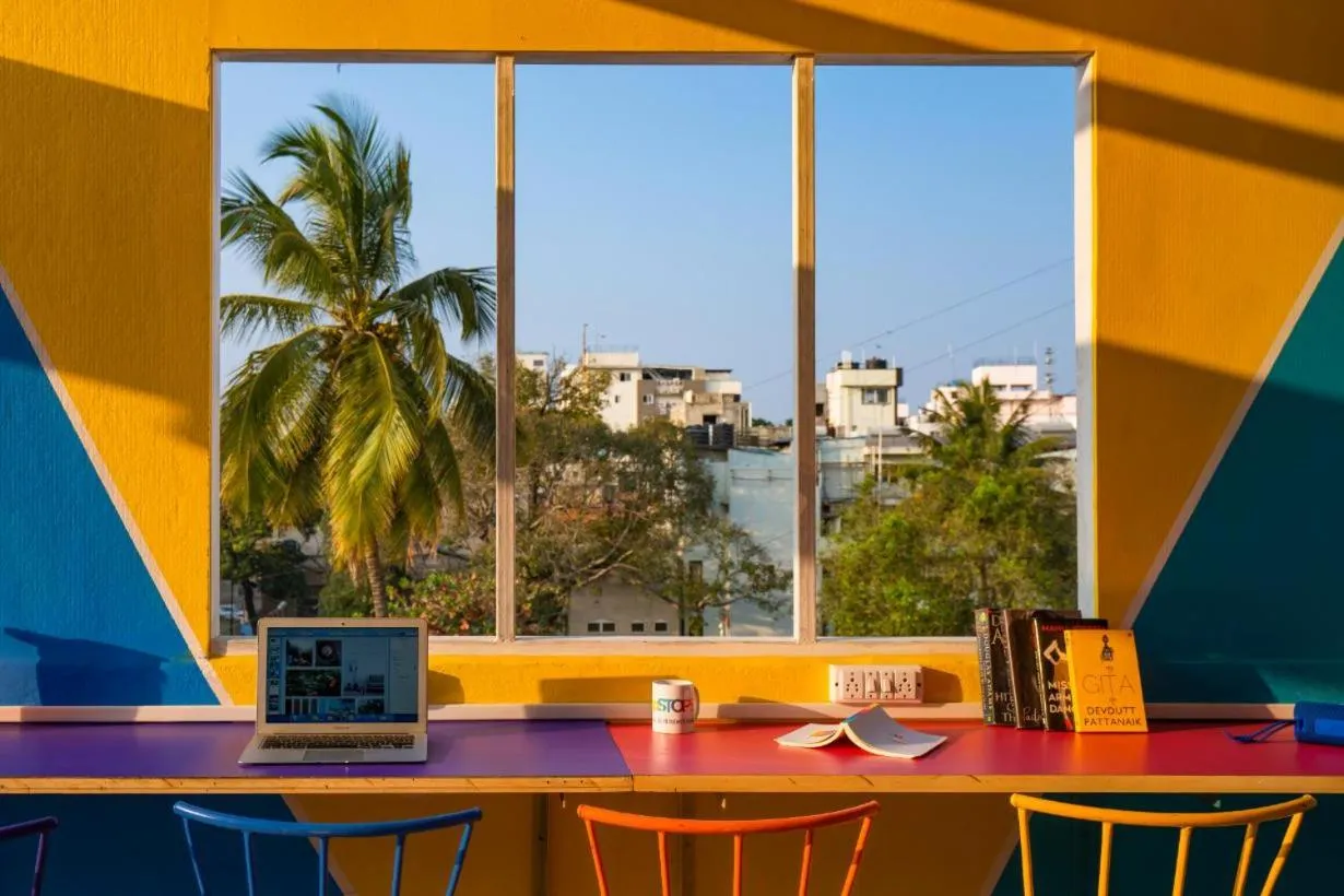 Seating area in goSTOPS Bengaluru, Gandhi Nagar Majestic