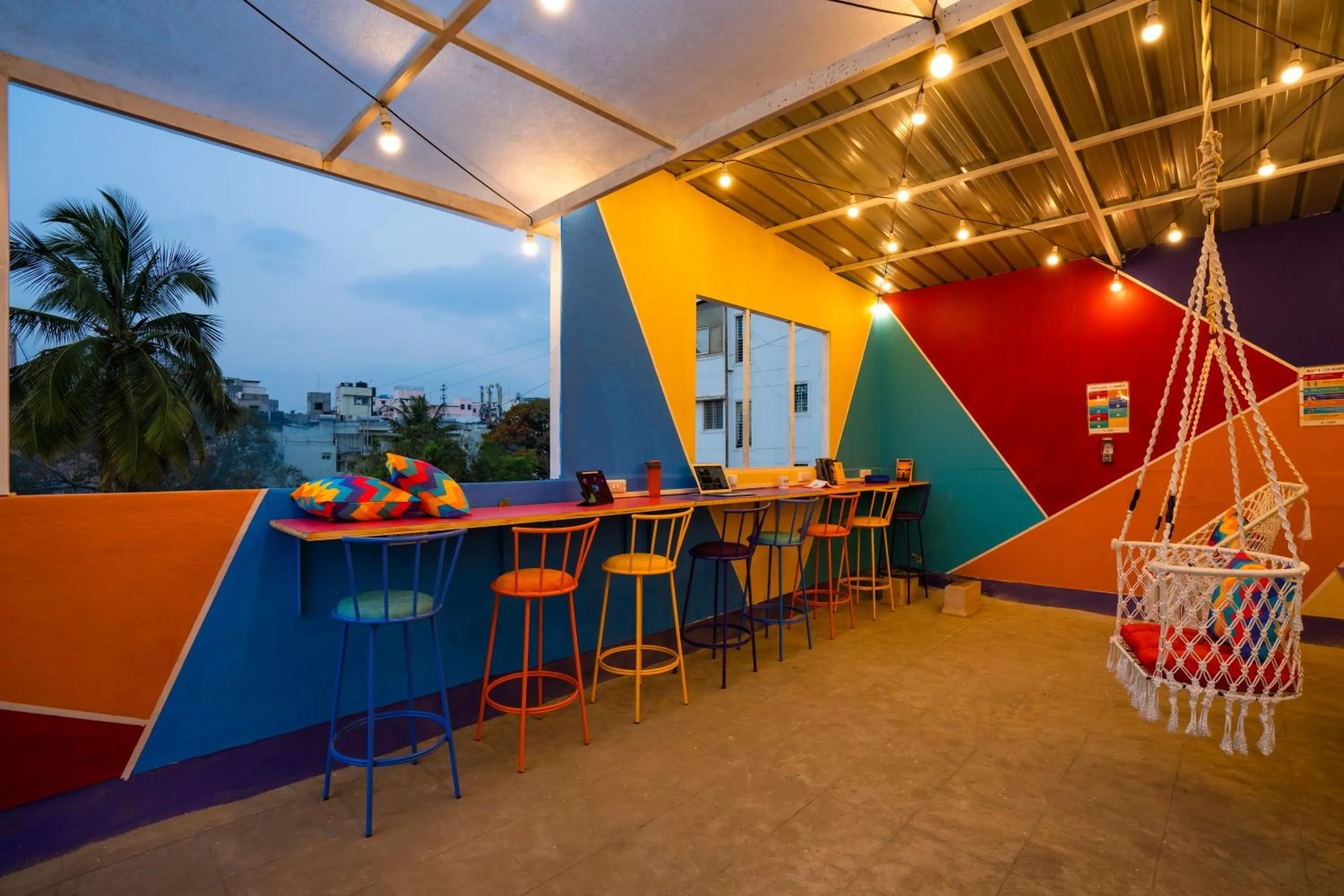 Seating area in goSTOPS Bengaluru, Gandhi Nagar Majestic