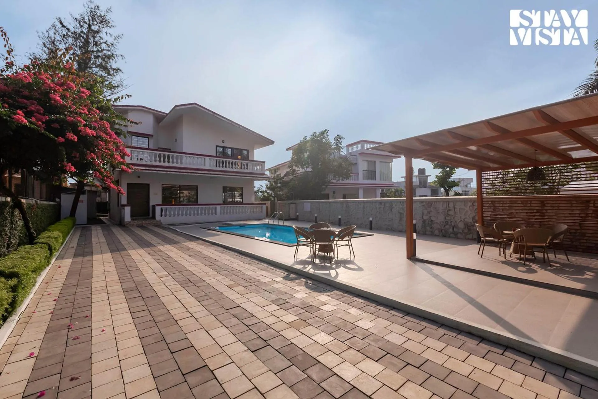 Property building in StayVista's Brookvale Cottage - Dive into tranquility with pool view and gazebo