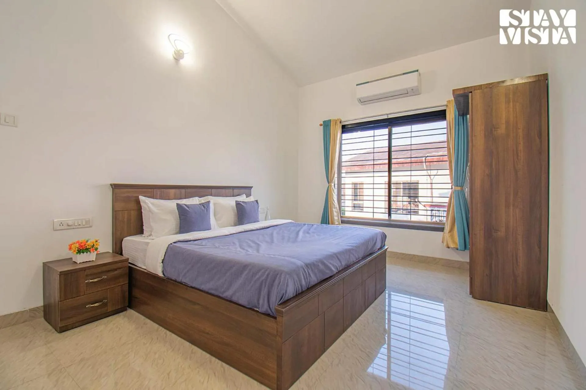 Bed in StayVista's Brookvale Cottage - Dive into tranquility with pool view and gazebo