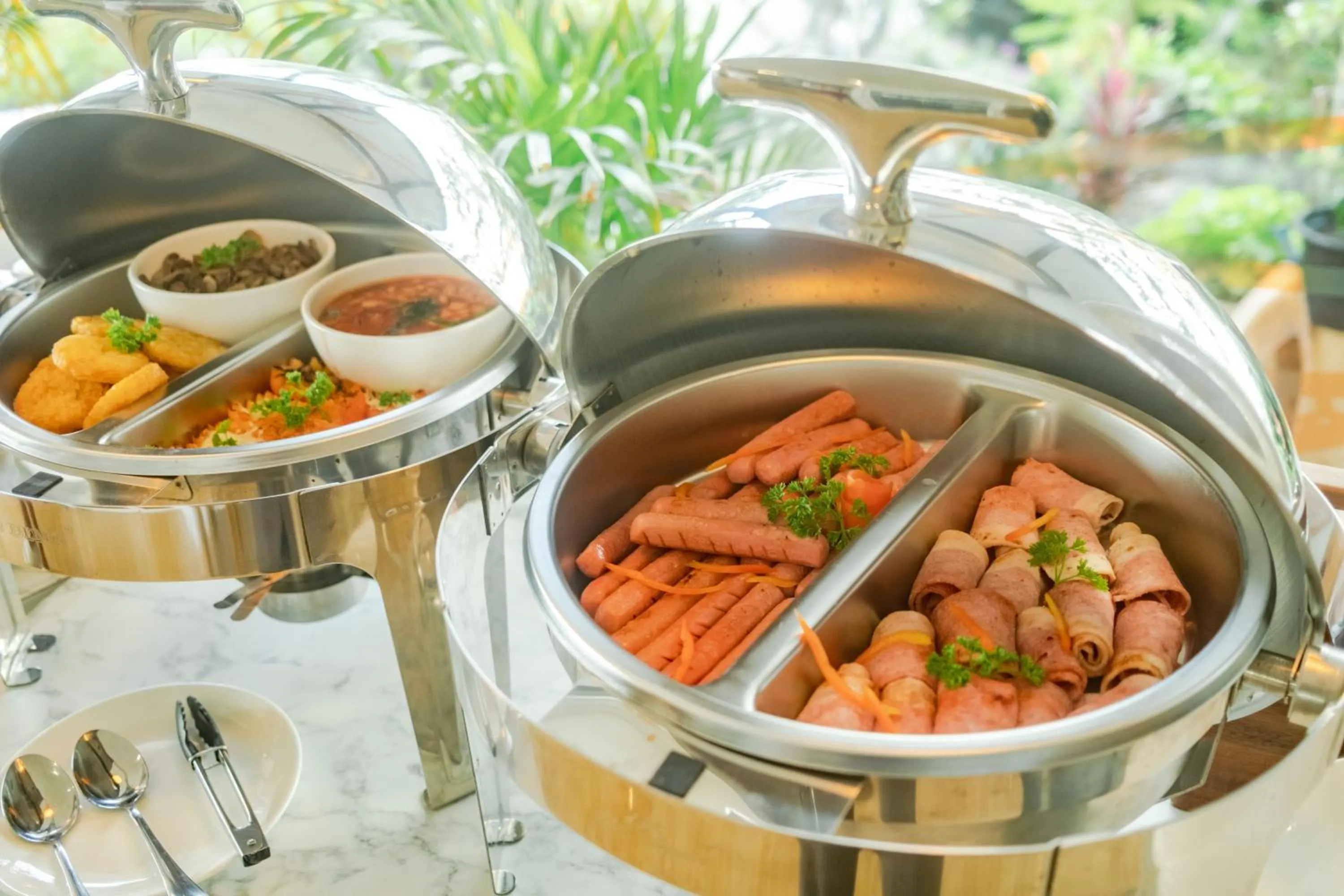 Buffet breakfast in Amber Beach Hotel