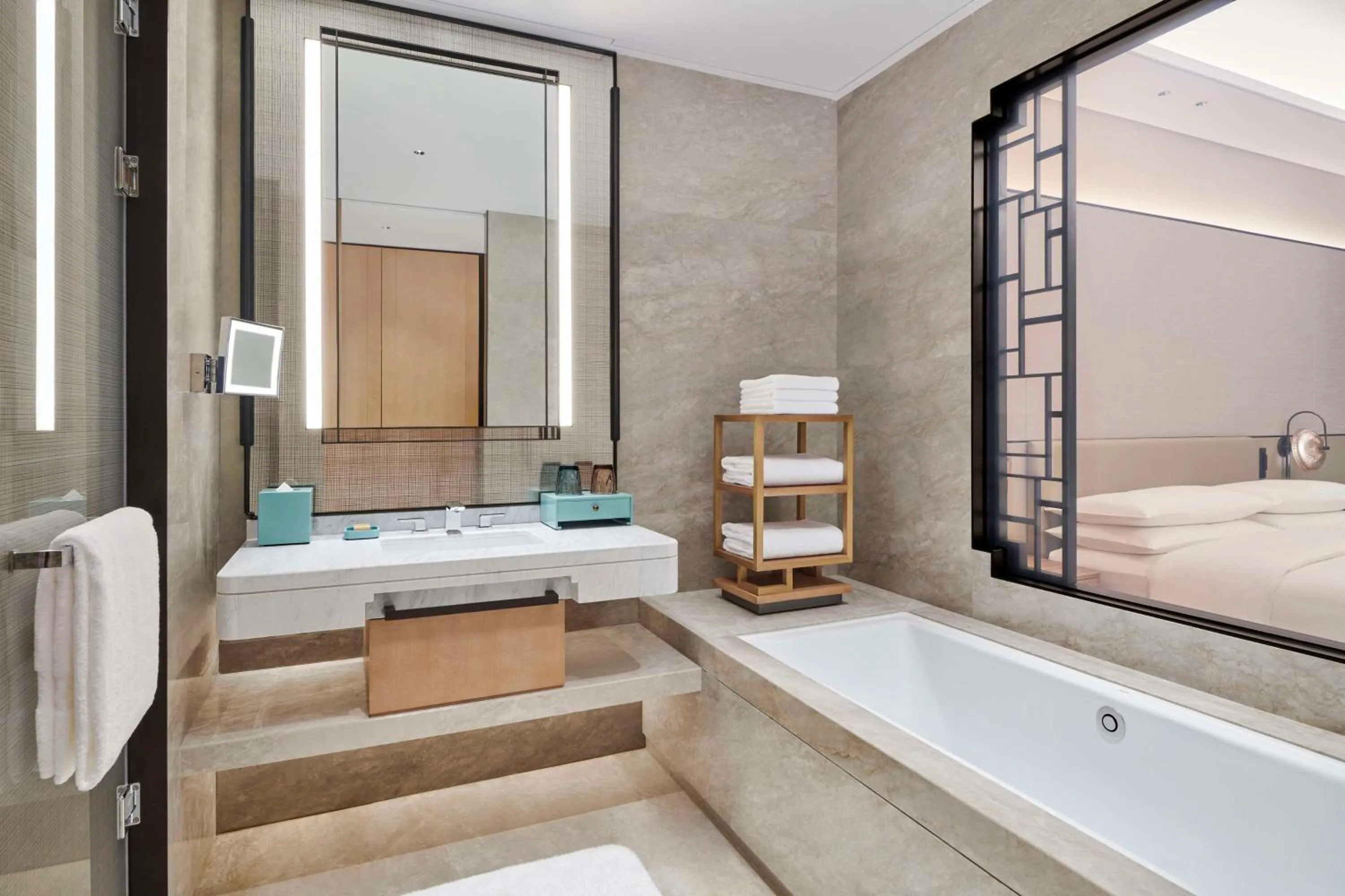 Bathroom, Bed in Hilton Suzhou Wuzhong