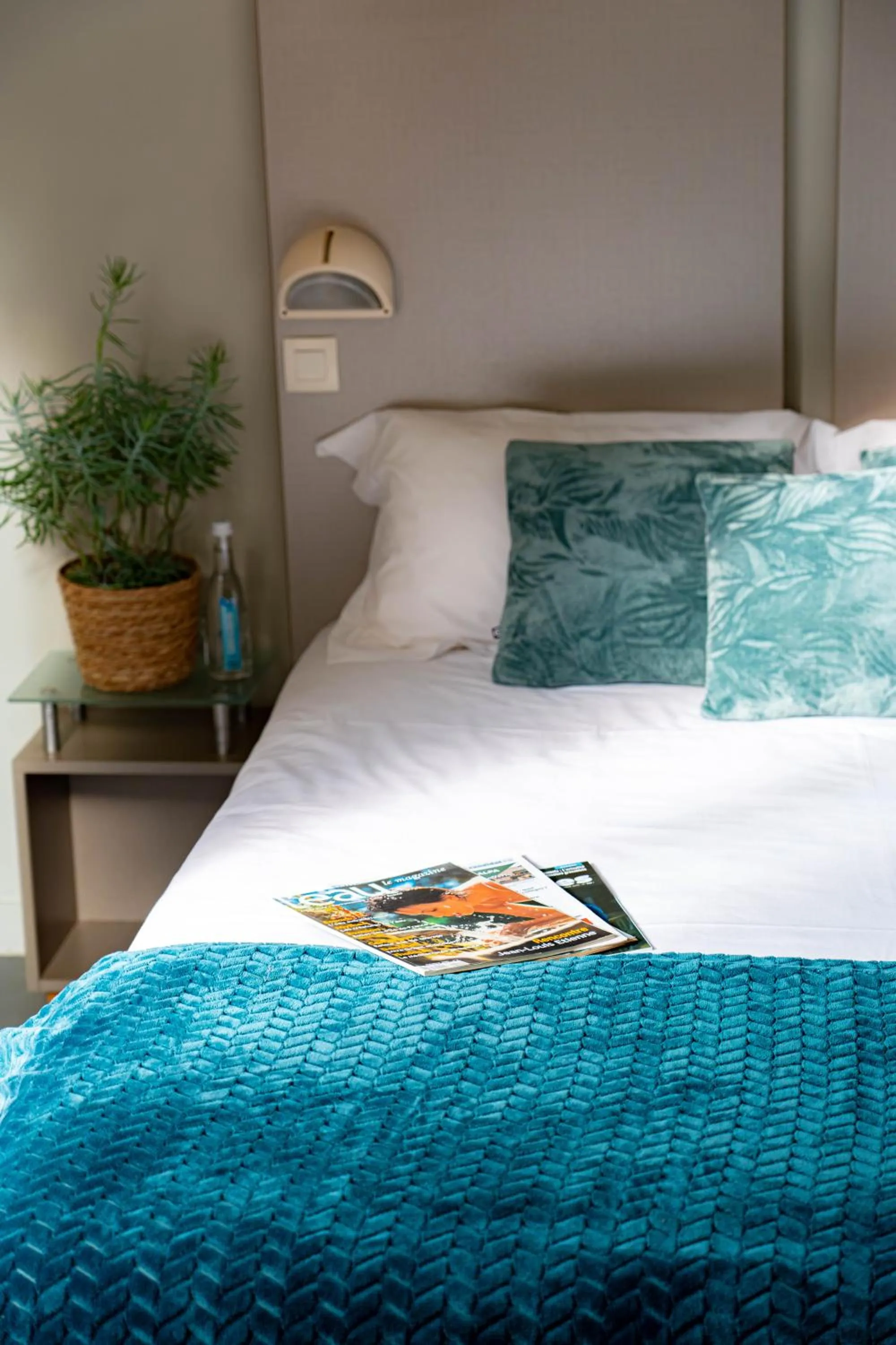 Bed in Hôtel du Musée de l'Eau