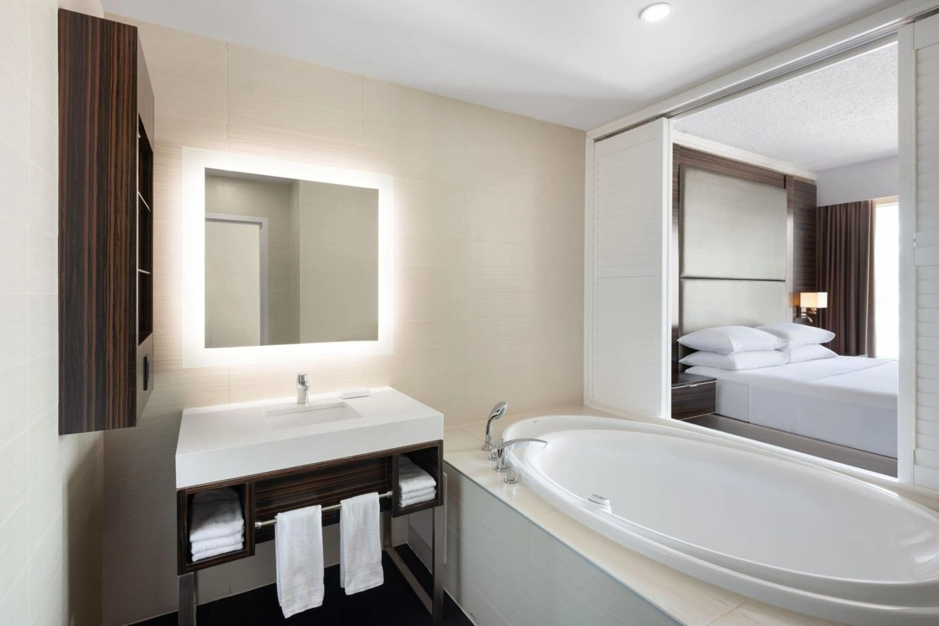 Bathroom, Bed in Delta Hotels by Marriott Edmonton Centre Suites