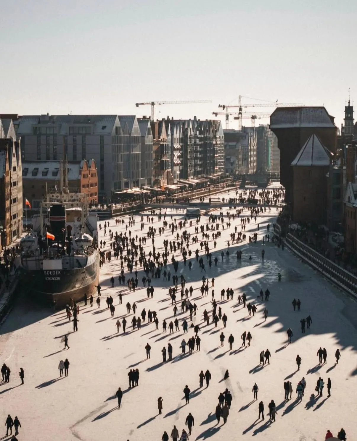 Spring in Baltic Gdańsk Old Town by St Mary's Church