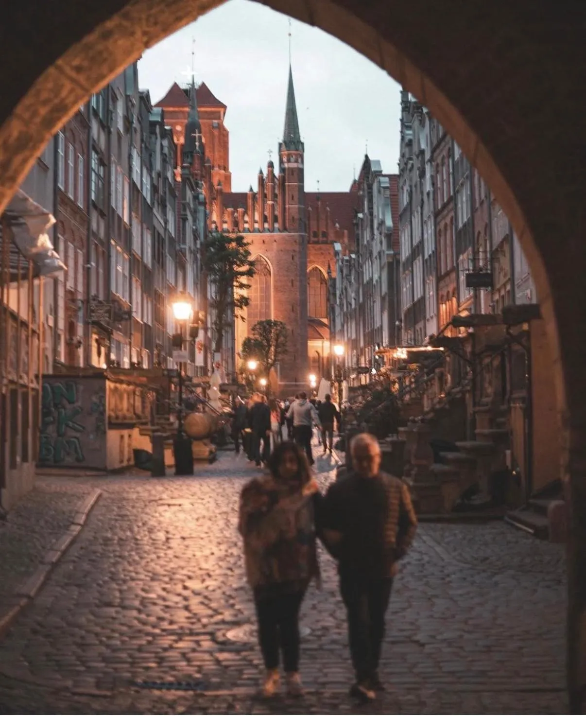 Spring in Baltic Gdańsk Old Town by St Mary's Church
