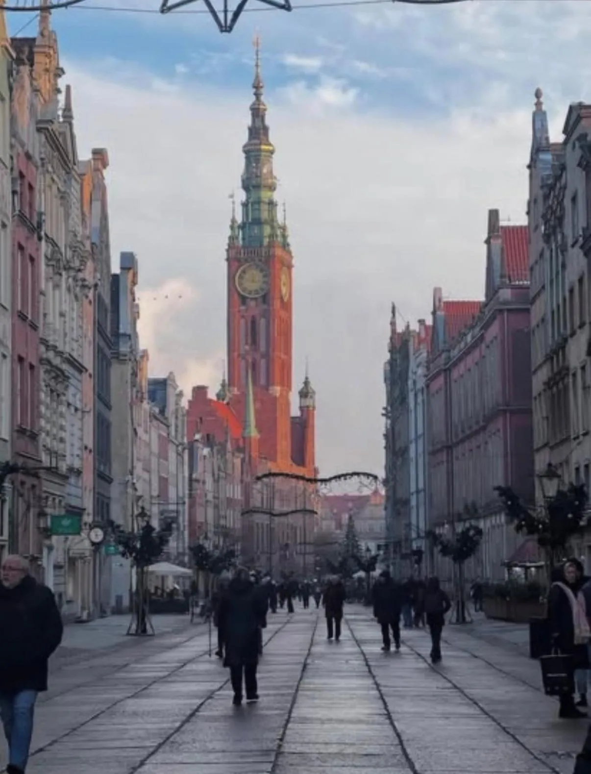 Spring in Baltic Gdańsk Old Town by St Mary's Church