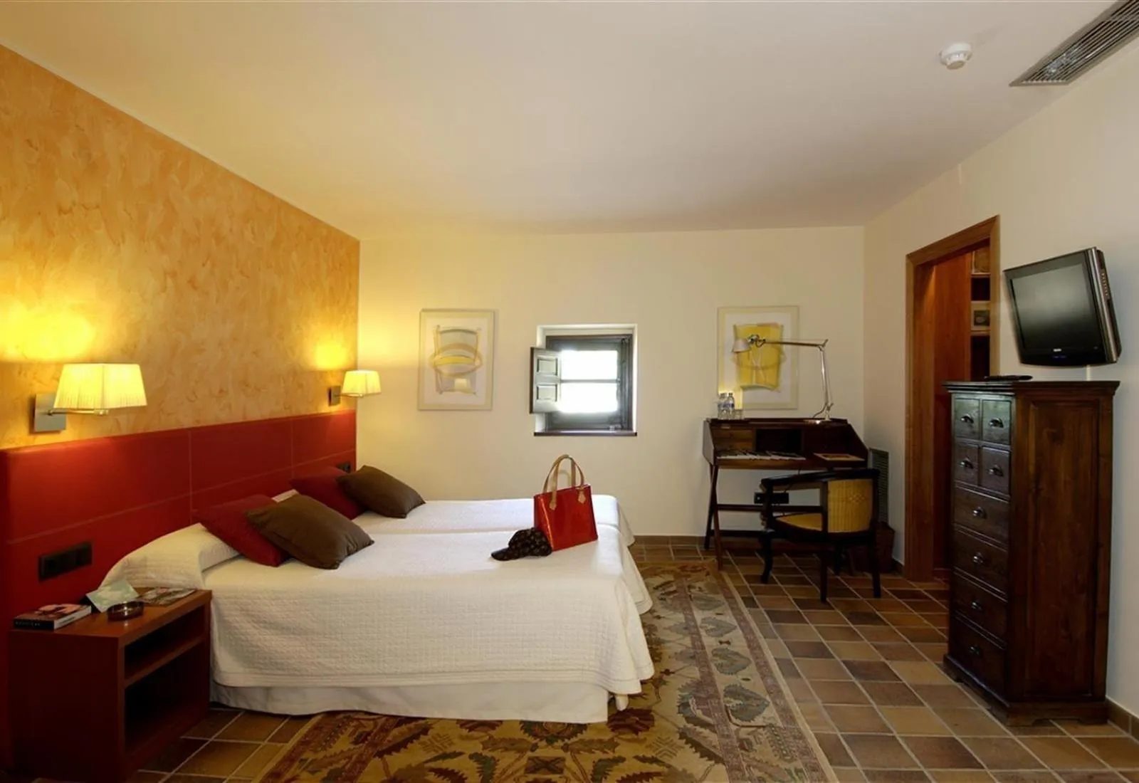 Bedroom, Bed in luxury stone villa