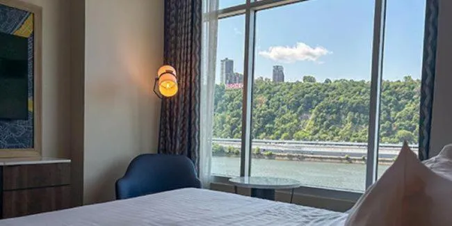 Bed in The Landing Hotel at Rivers Casino Pittsburgh