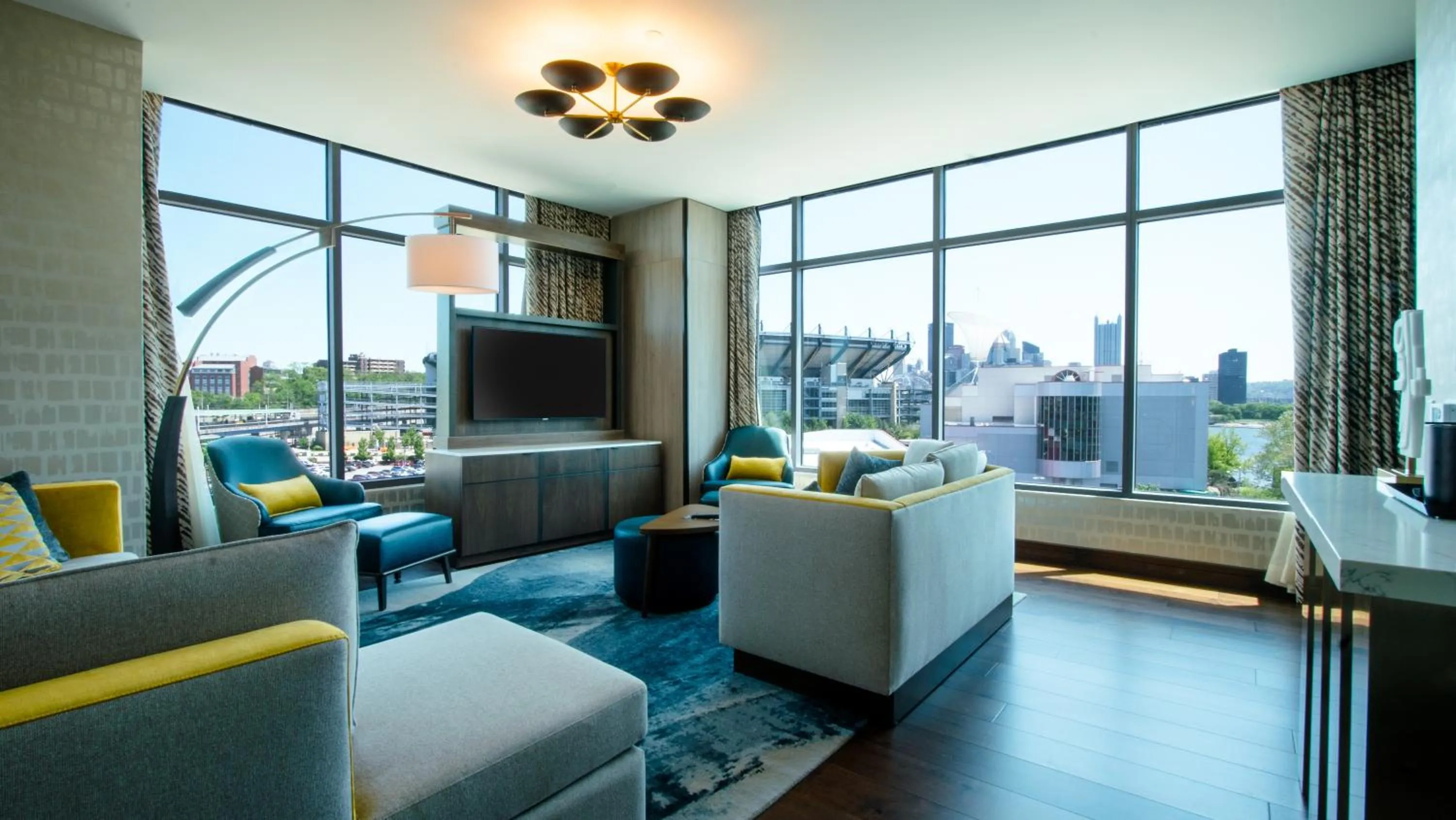 Living room in The Landing Hotel at Rivers Casino Pittsburgh