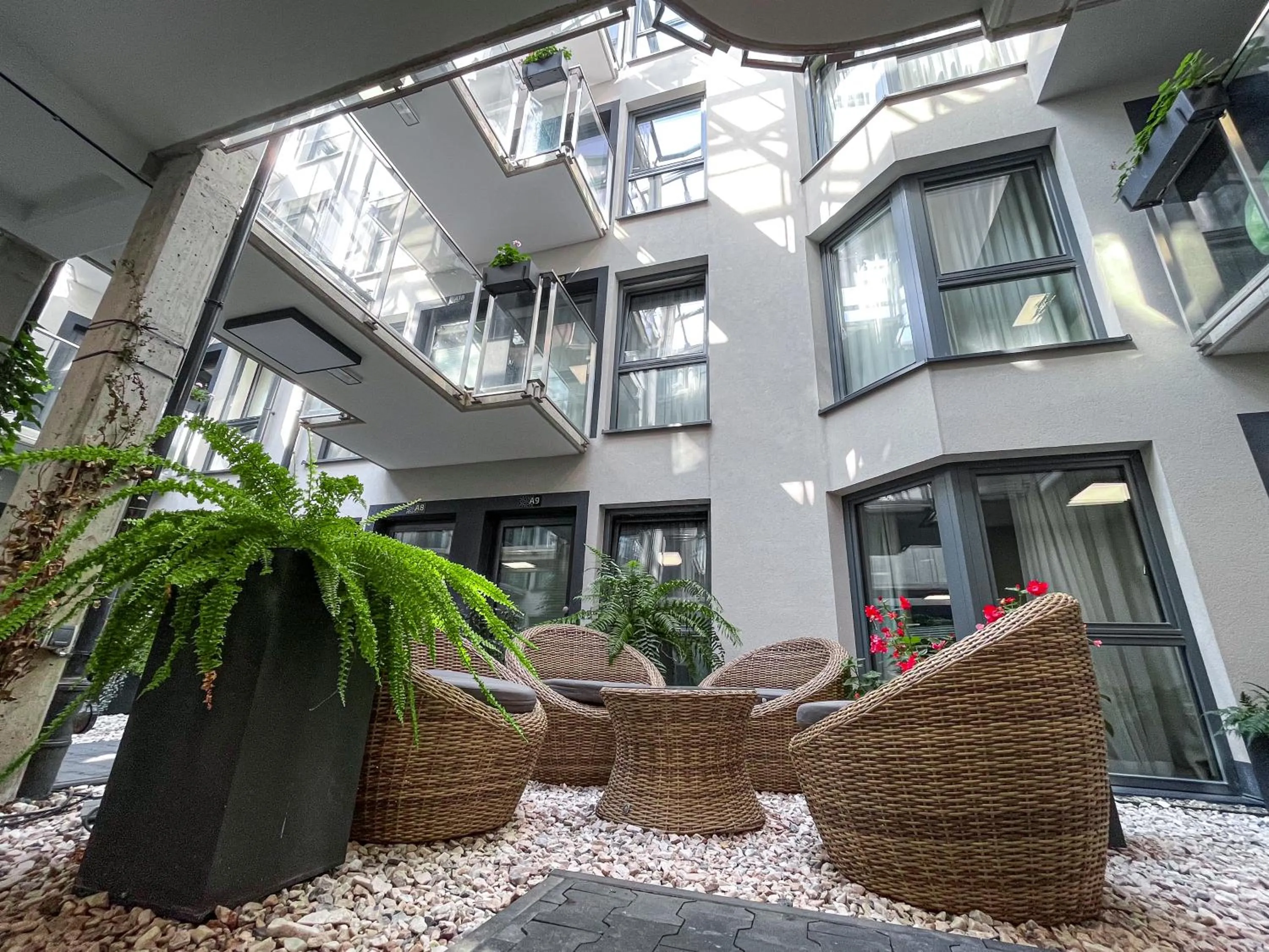 Inner courtyard view in Xerion Hotel