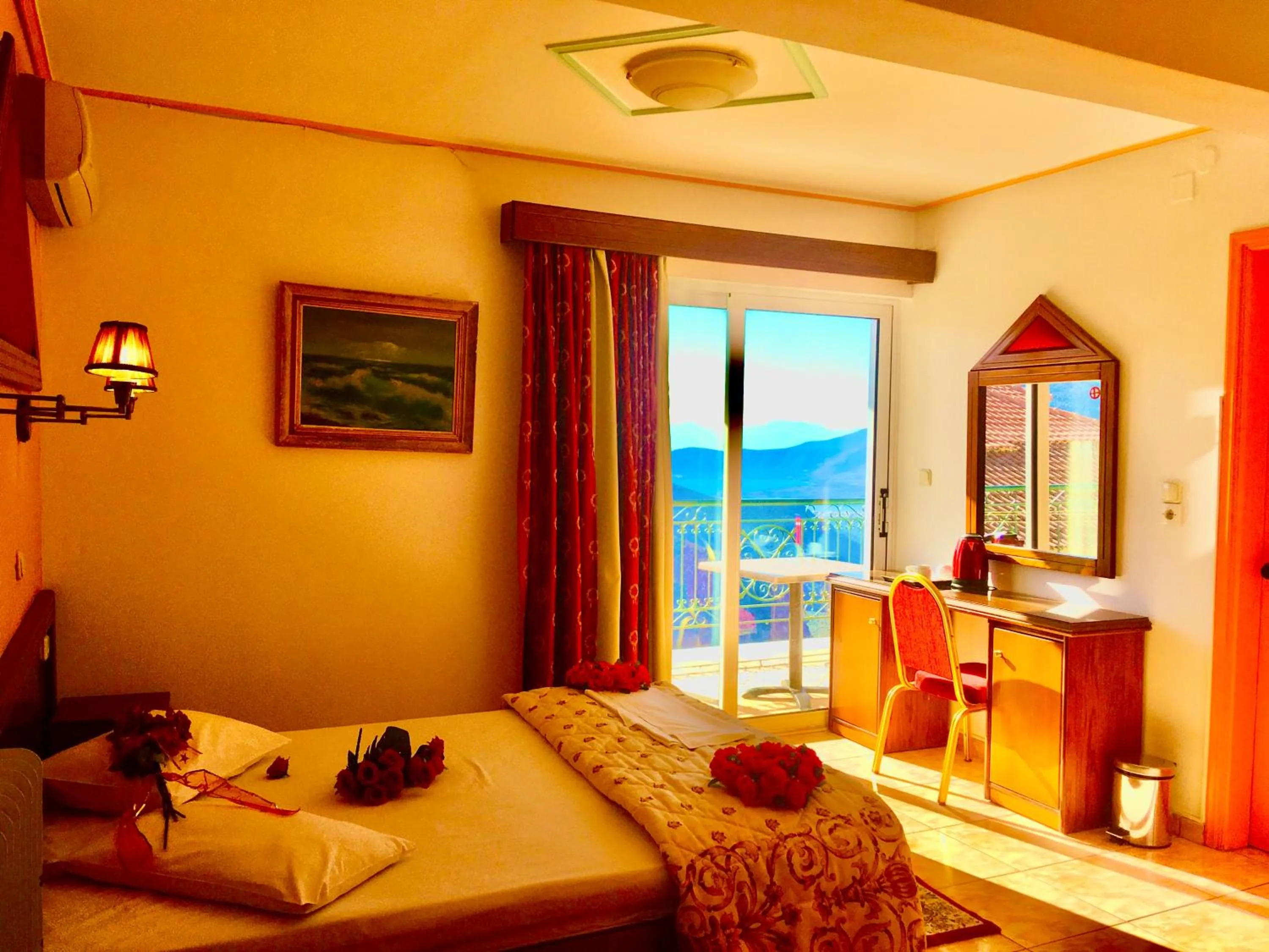Bed in delphi aiolos center hotel panoramic view&yoga harmony hotel&rooms