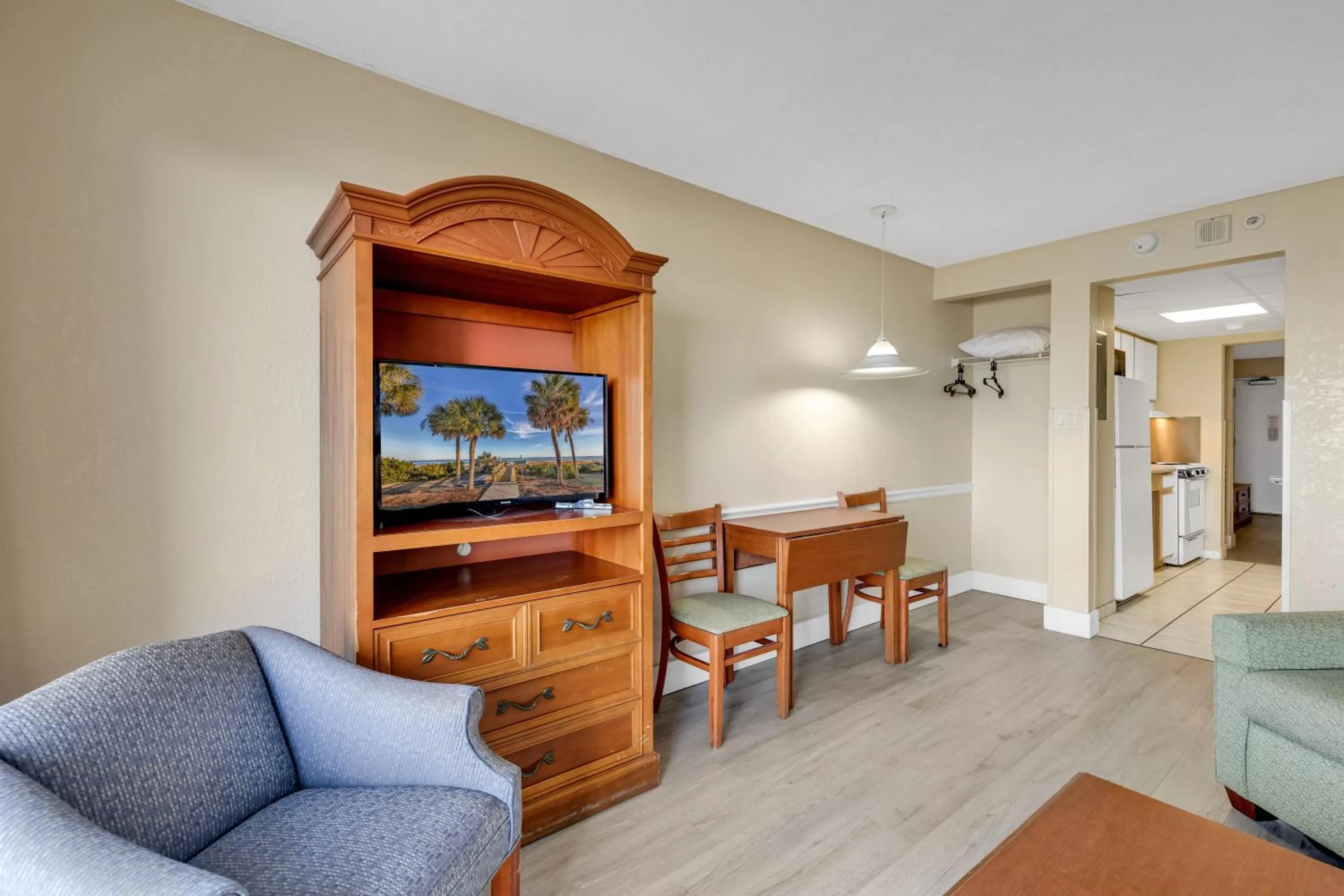 Living room in Oceanfront Boardwalk Condo w Private Balcony and Beach
