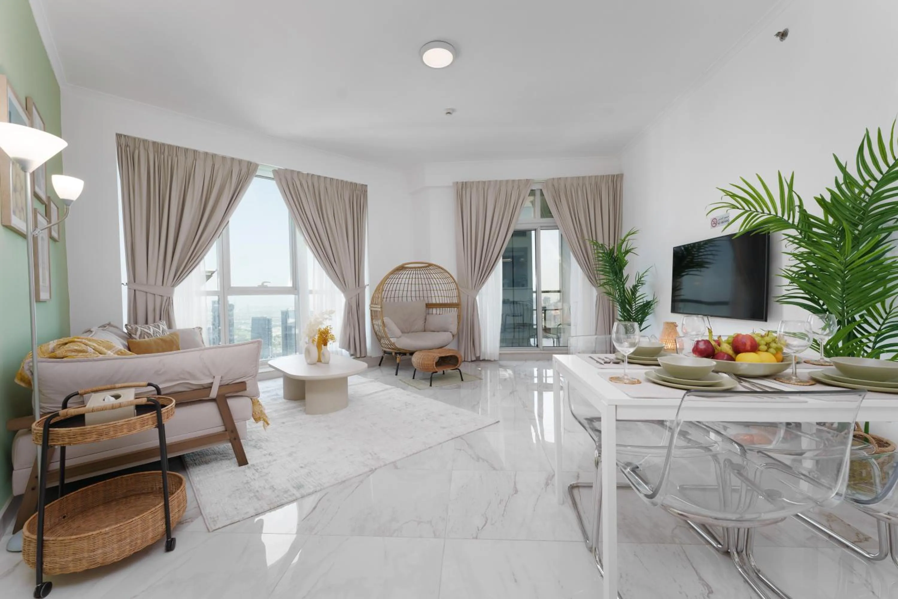 Living room in Marco Polo - Your luxurious high-floor escape in Dubai Marina