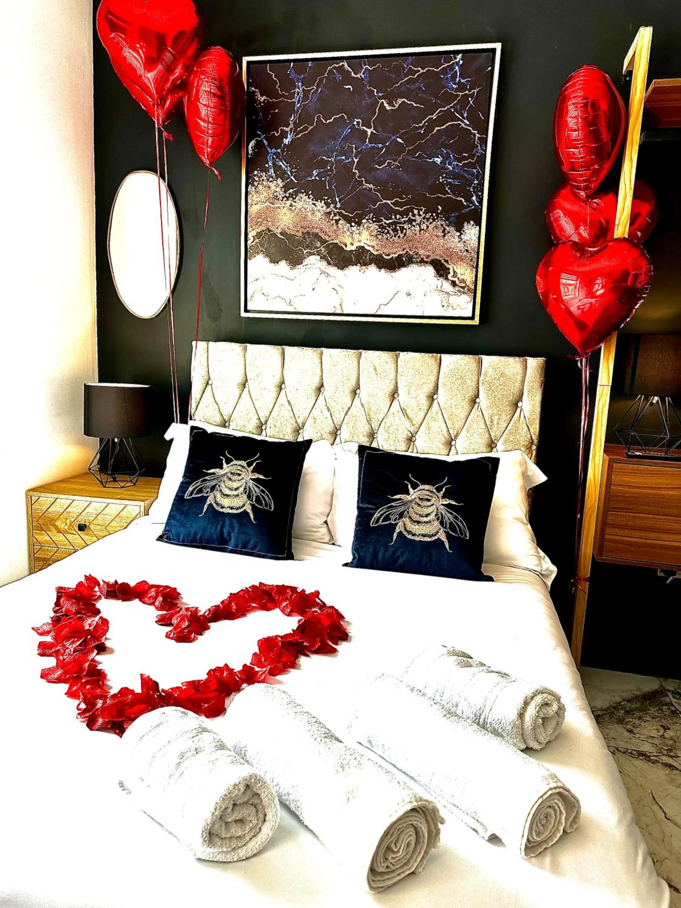 Bed in Duke and Duchess Apartments and Rooms - Private in Room Hot Tub Suites